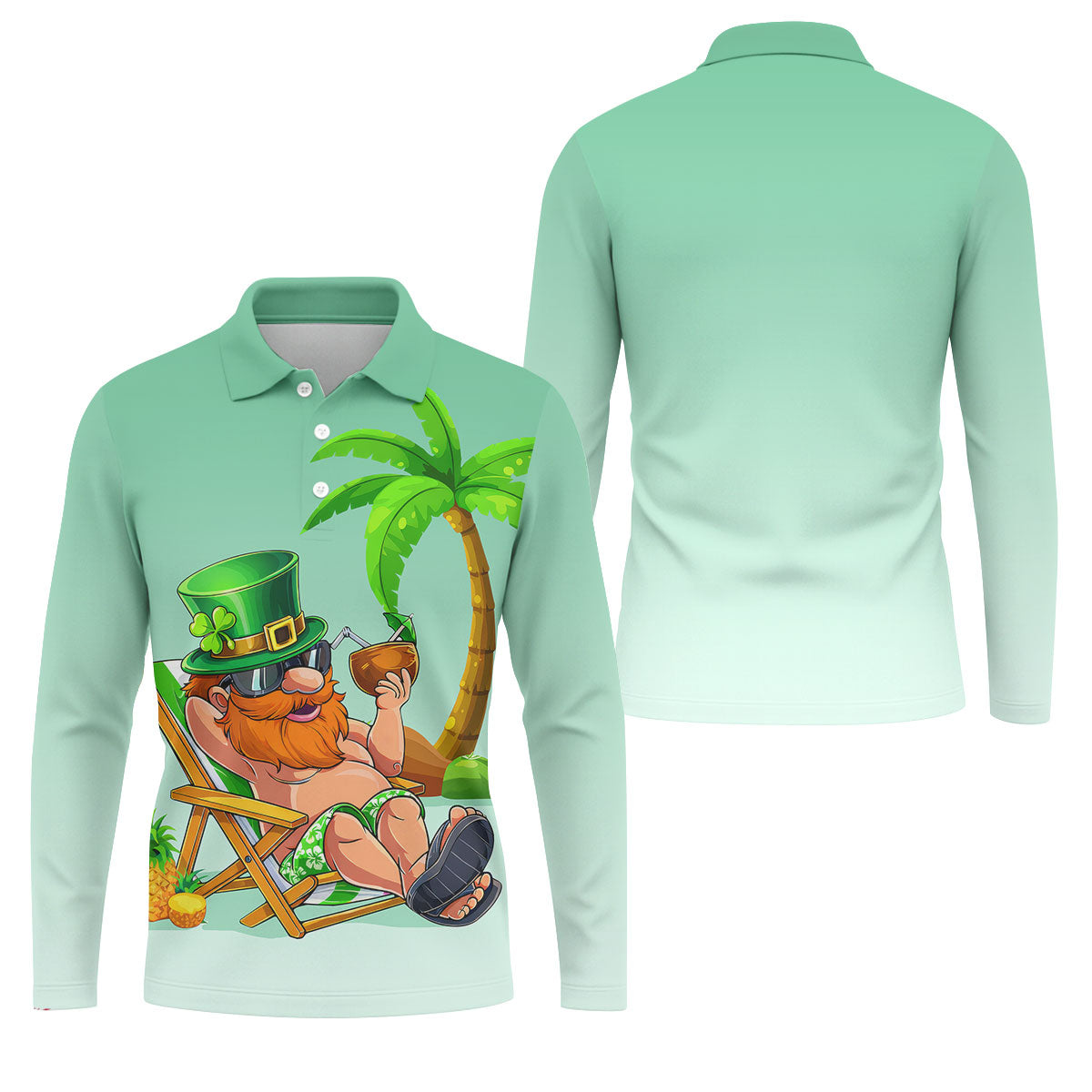 Leprechaun St Patrick's Day Hawaiian Summer Fun Golf Shirt, Golf Tops For Men, Golf Shirts For Men