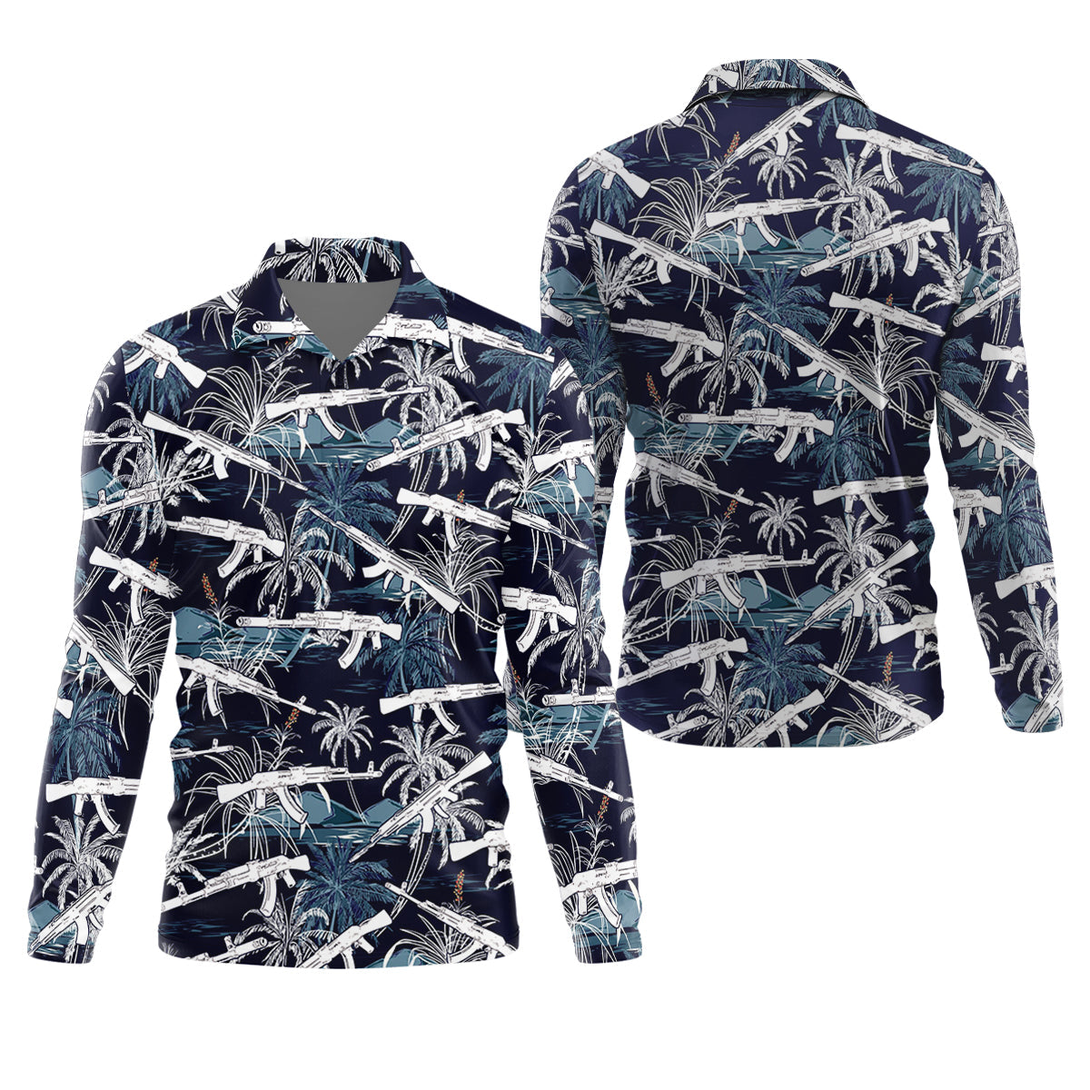 Dark Blue Color Army Theme Hawaiian Golf Polo, Golf Shirts For Men, Polo ShirtFor Men