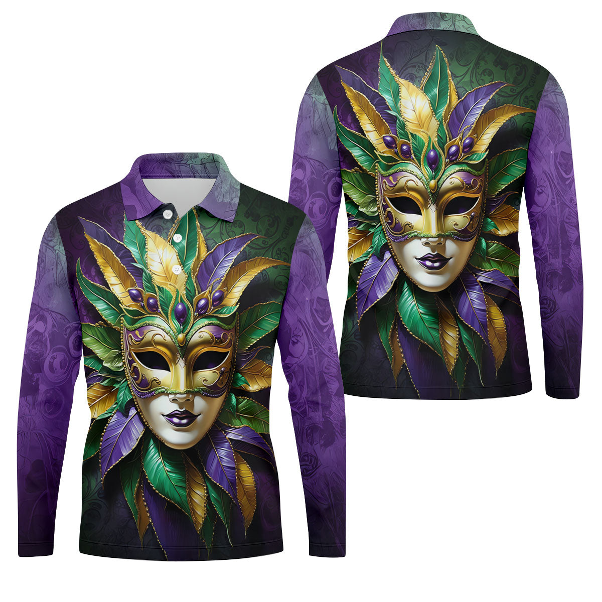 Mardi Gras Festival Mask All Over Print Golf Tops For Men, Polo ShirtFor Men, Golf Shirts For Men