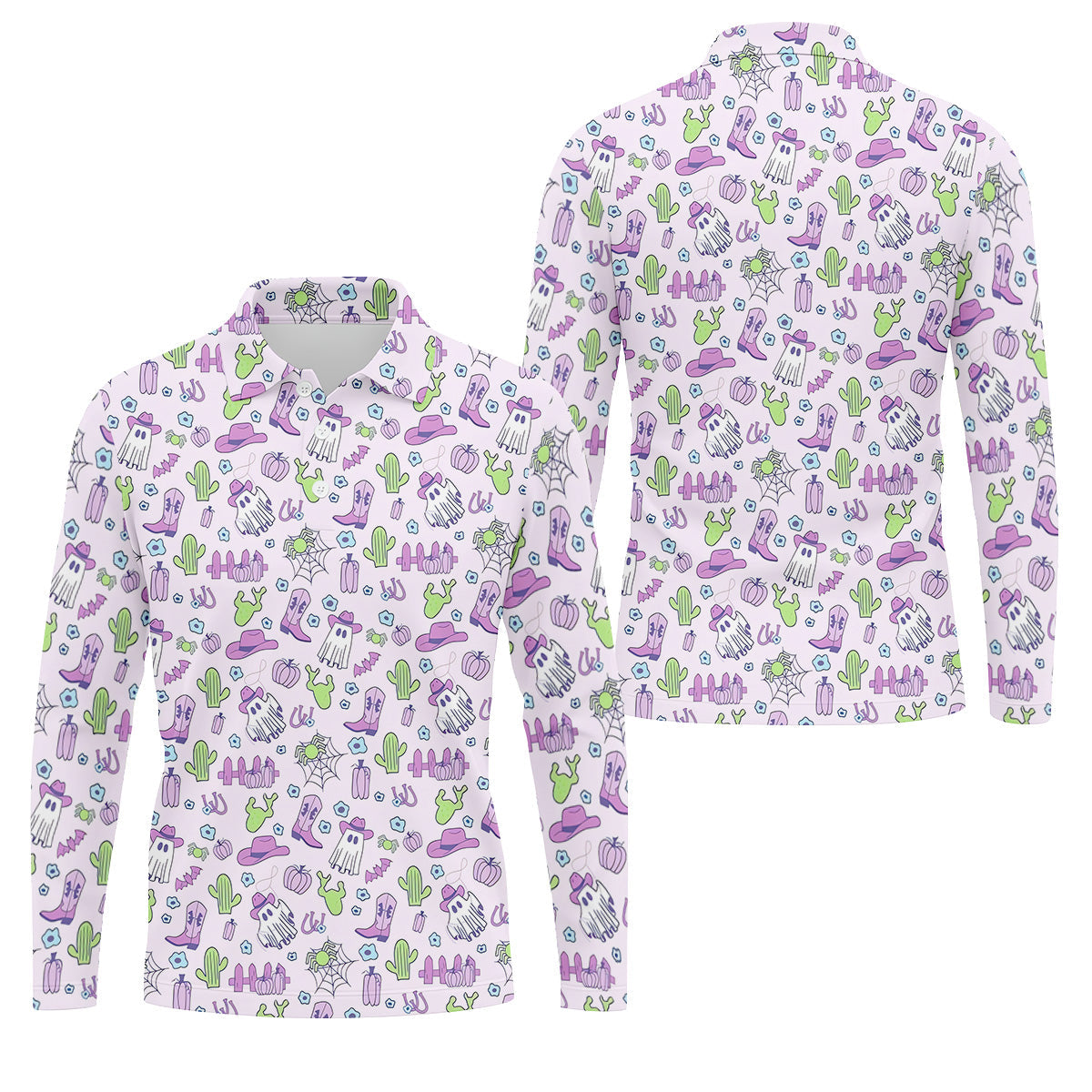 Western Halloween Purple Golf Tops For Men, Fun Golf Shirts For Men, Polo ShirtFor Men