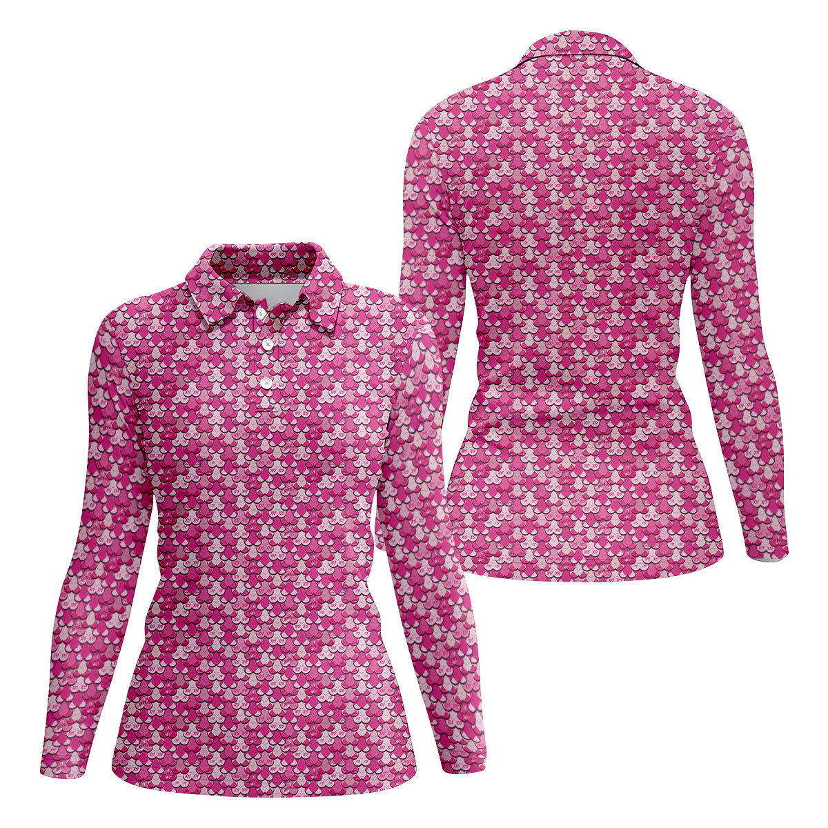 Naughty Fun XOXO Pink Women's Golf Tops, Valentines Golf Gift, Ladies Golf Polos, Golf Gifts For Women