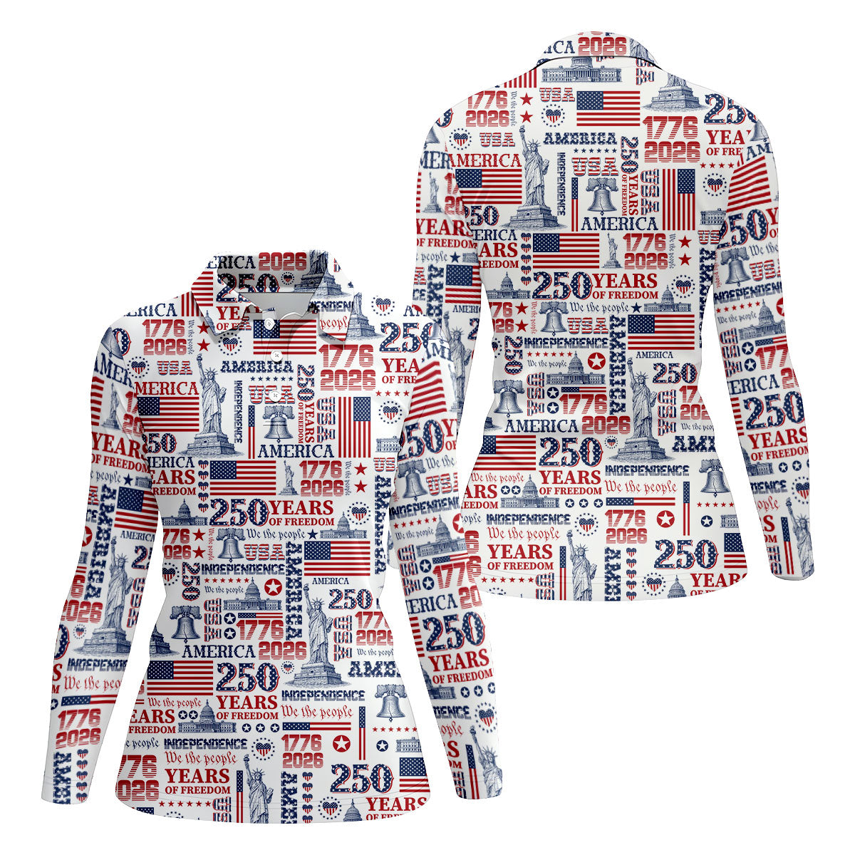 250th Anniversary USA 1776-2026 Retro Golf Shirt, Ladies Golf Tops, 4th Of July Golf Shirt For Women