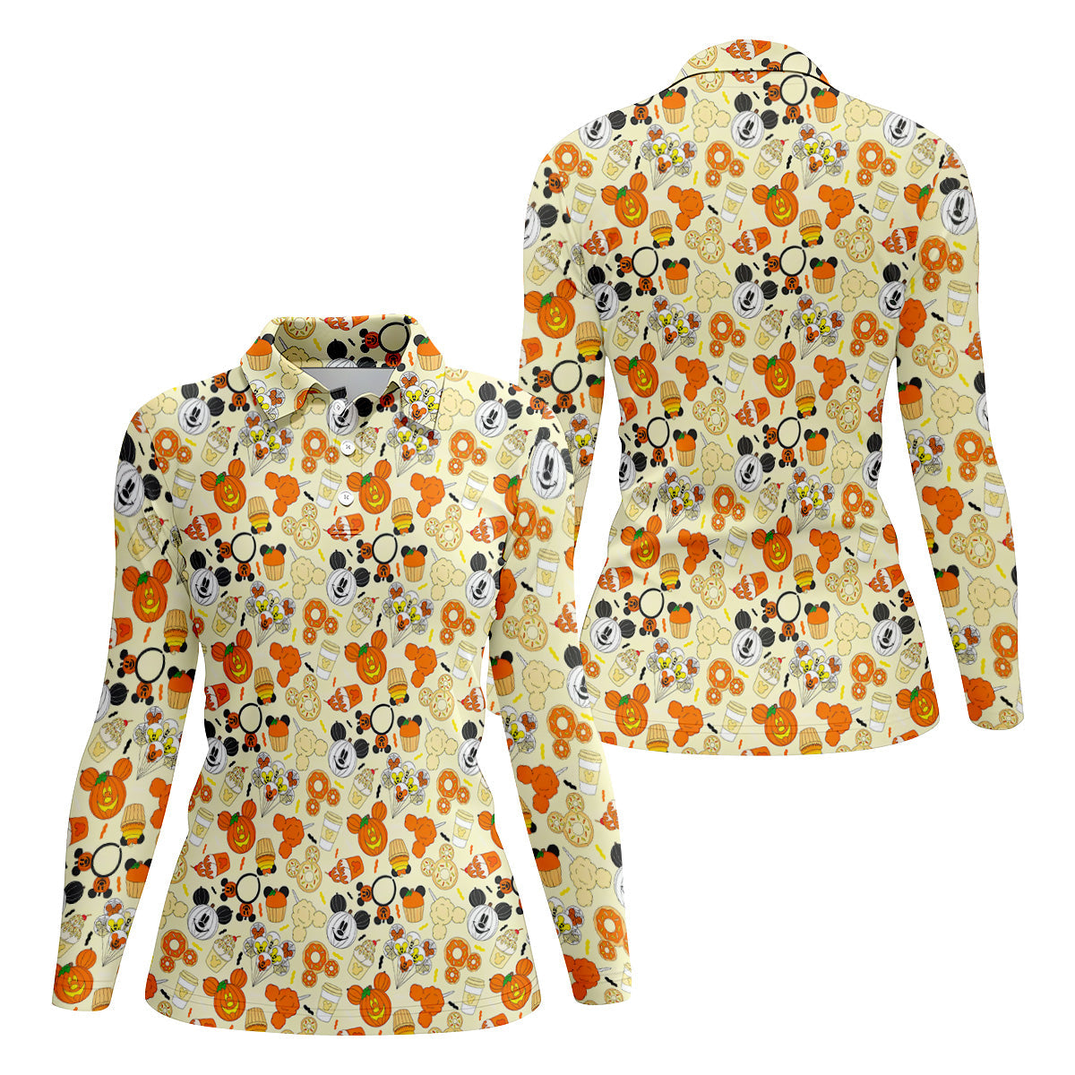 Cute Halloween Pattern Ladies Golf Polos, Sweet Spooky Women's Golf Tops, Halloween Golf Shirt