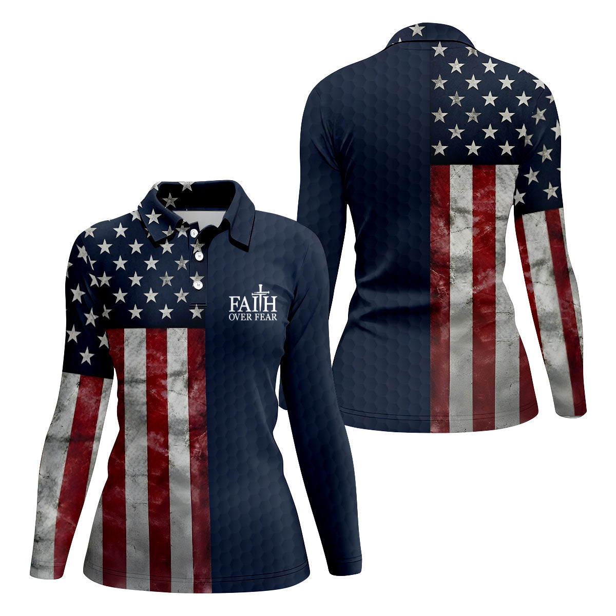 Faith Over Fear Patriotic Golf Shirt, 4th Of July Golf Shirt, 250 Celebration Golf Shirt For Women