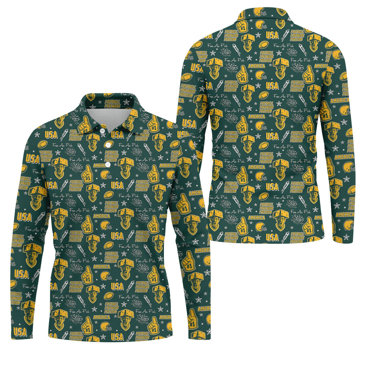 Cheesehead Dark Green And Gold Sport Polo, American Football League Gift Ideas For Football Fans