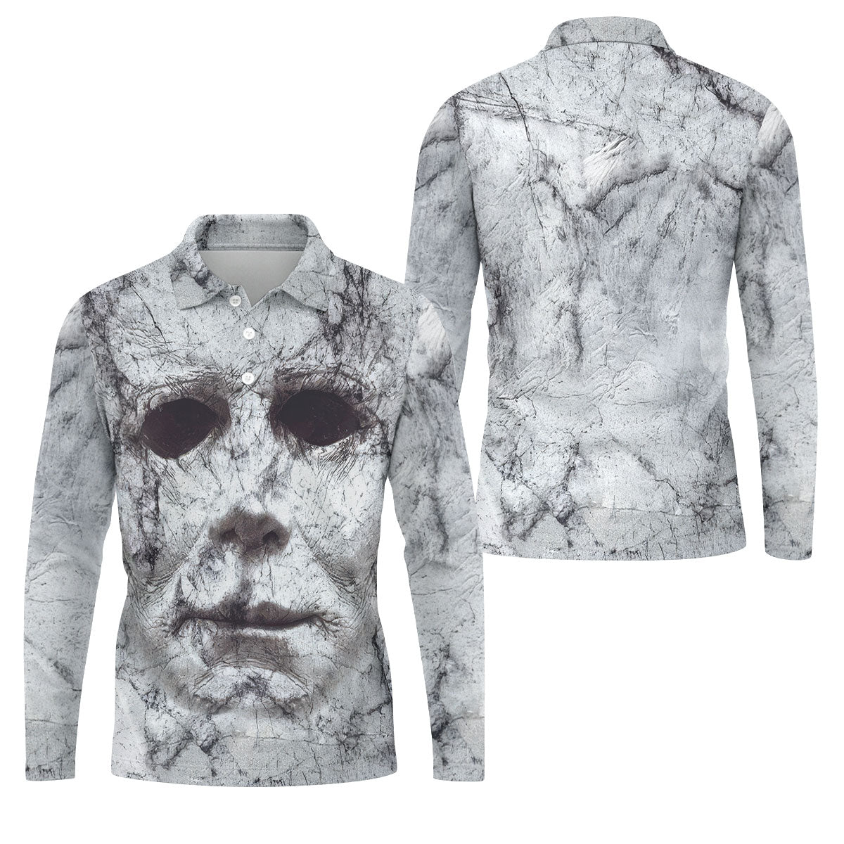 Horror Myer Face Polo ShirtFor Men, Horror Cosplay Golf Tops For Men, Halloween Golf Shirt