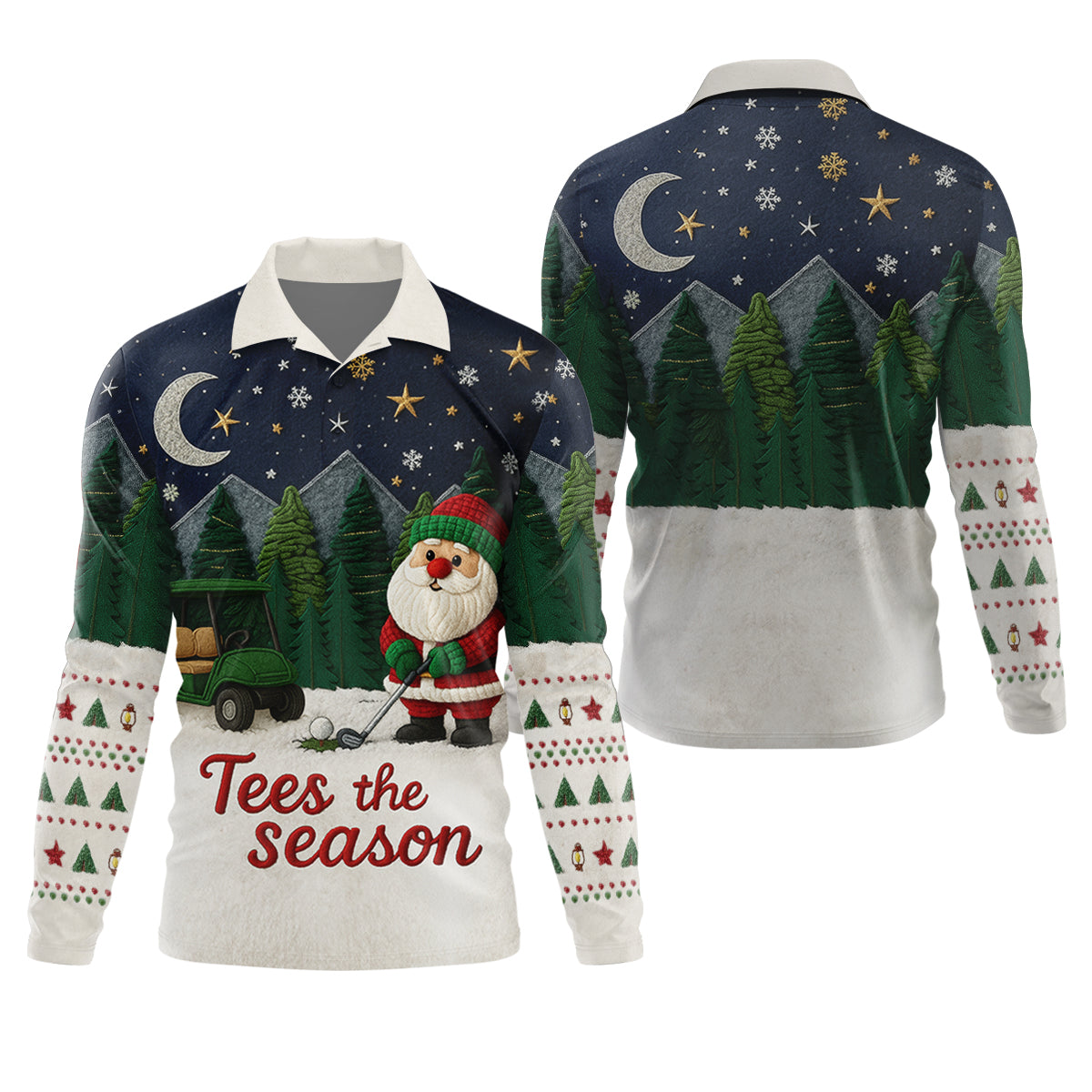 Santa Golfing Tees The Season Night Theme Golf Tops For Men, Christmas Golf Shirt, Polo ShirtFor Men