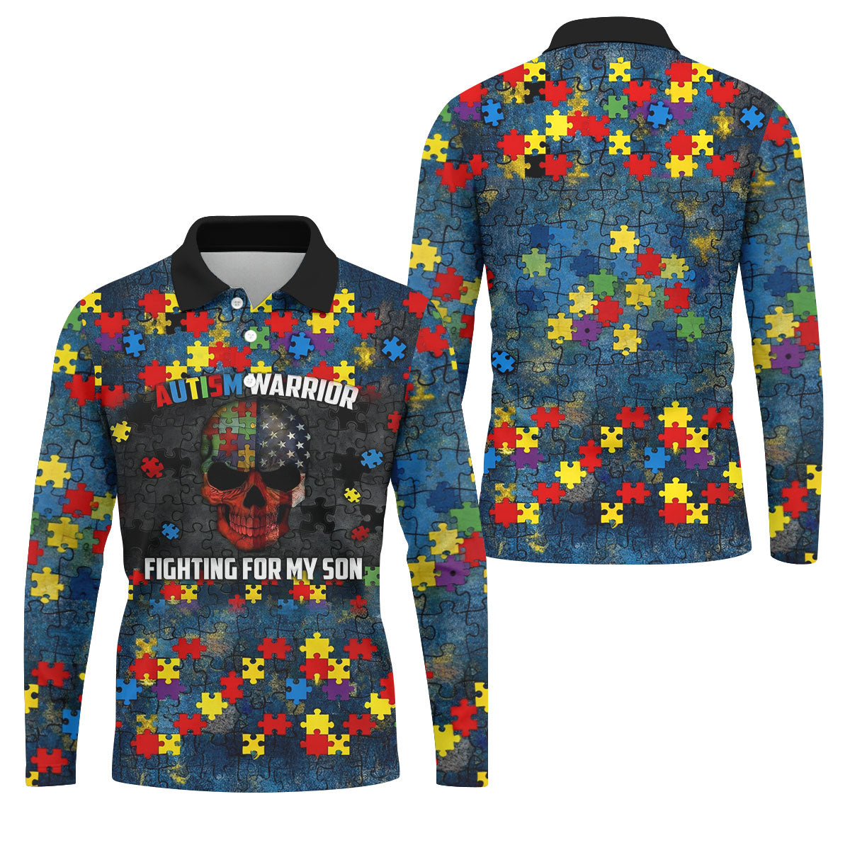 Autism Warrior Fighting For My Son Colorful Puzzles Golf Tops For Men, Father's Day Golf Gift