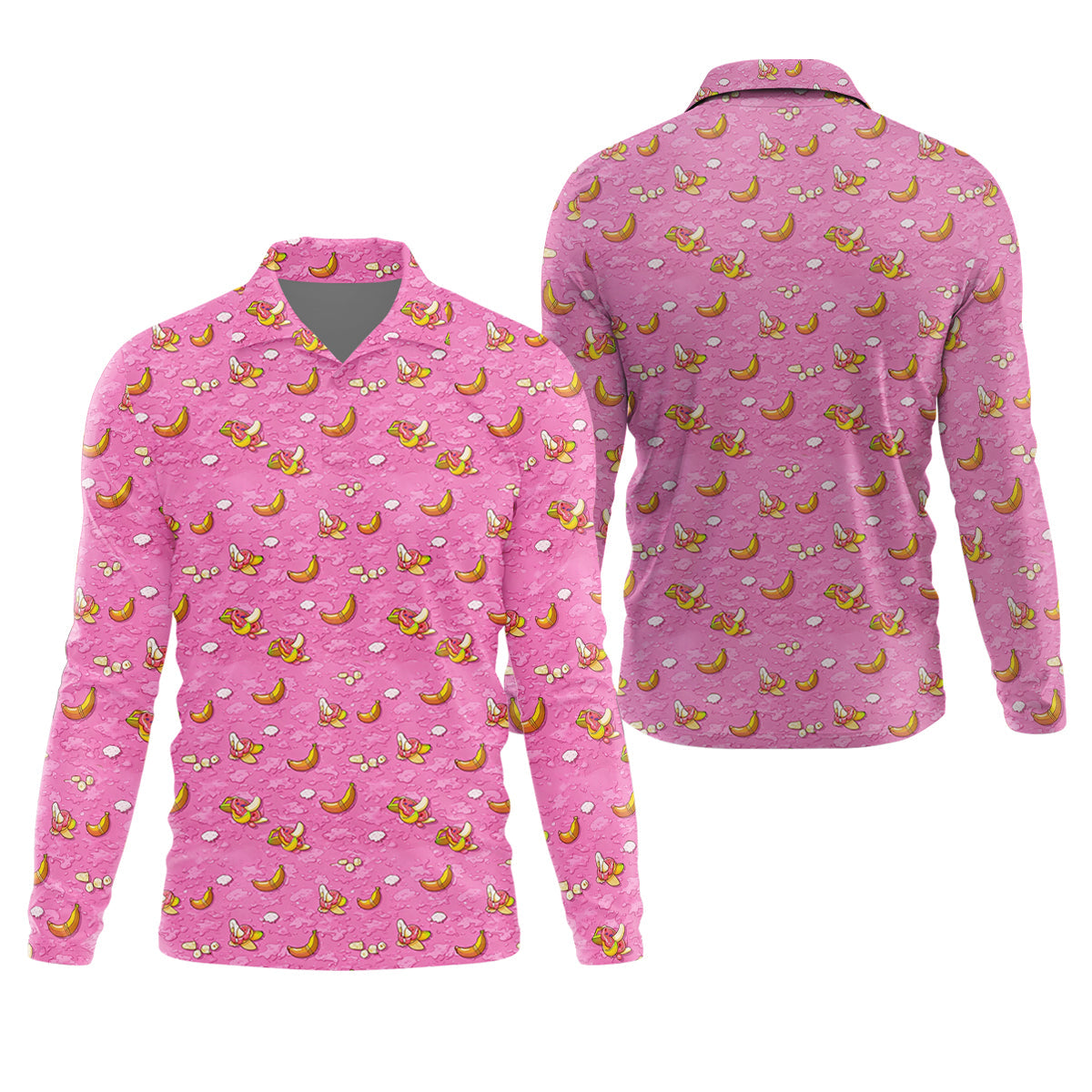 Banana And Donut Dirty Humor Pink Golf Shirt, Fun Golf Shirts For Men, Valentines Golf Gift, Golf Shirts For Men