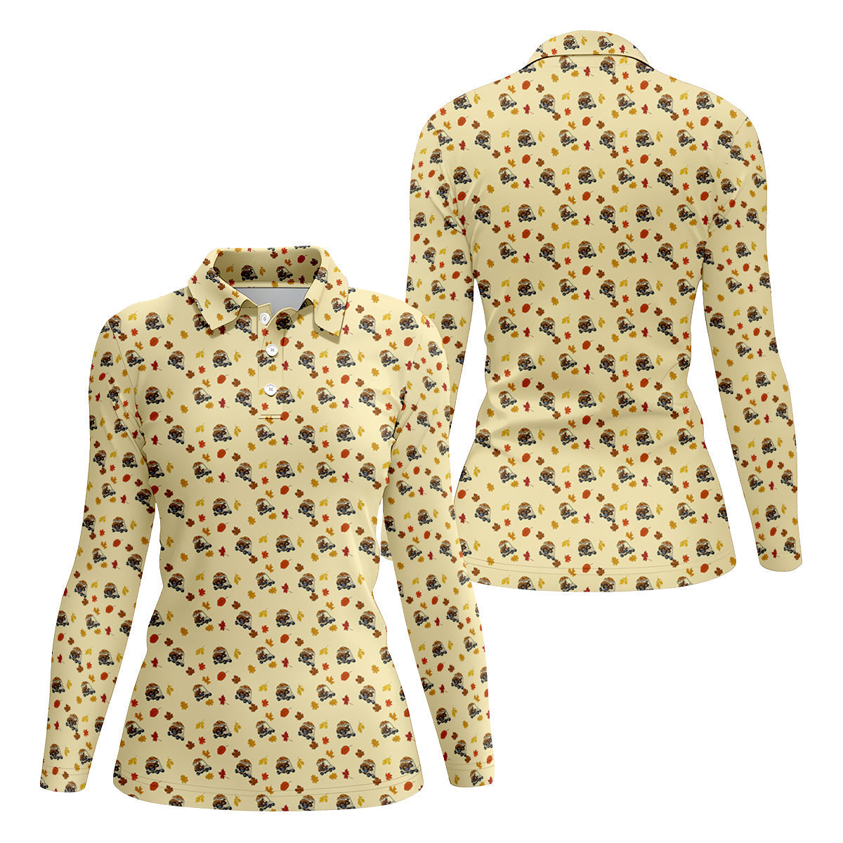 Thanksgiving Turkey Golf Cart Golf Polo Shirt Women's Golf Tops, Ladies Golf Shirts, Golfing Apparel