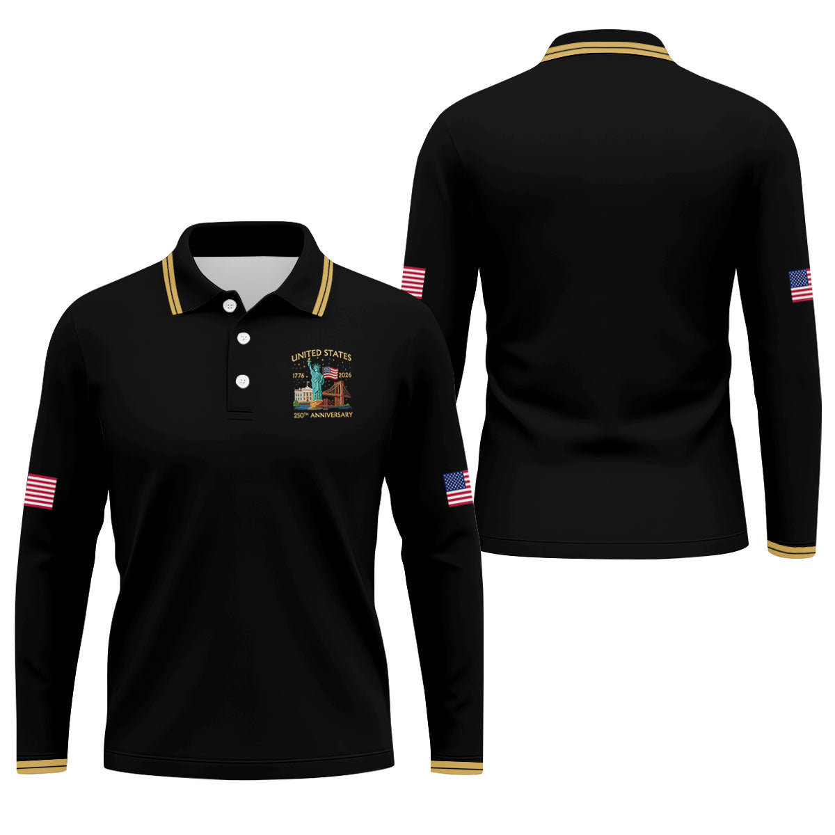 America 1776-2026 Patriotic Golf Polo ShirtS 250th Anniversary 4th Of July Golf Shirts For Men