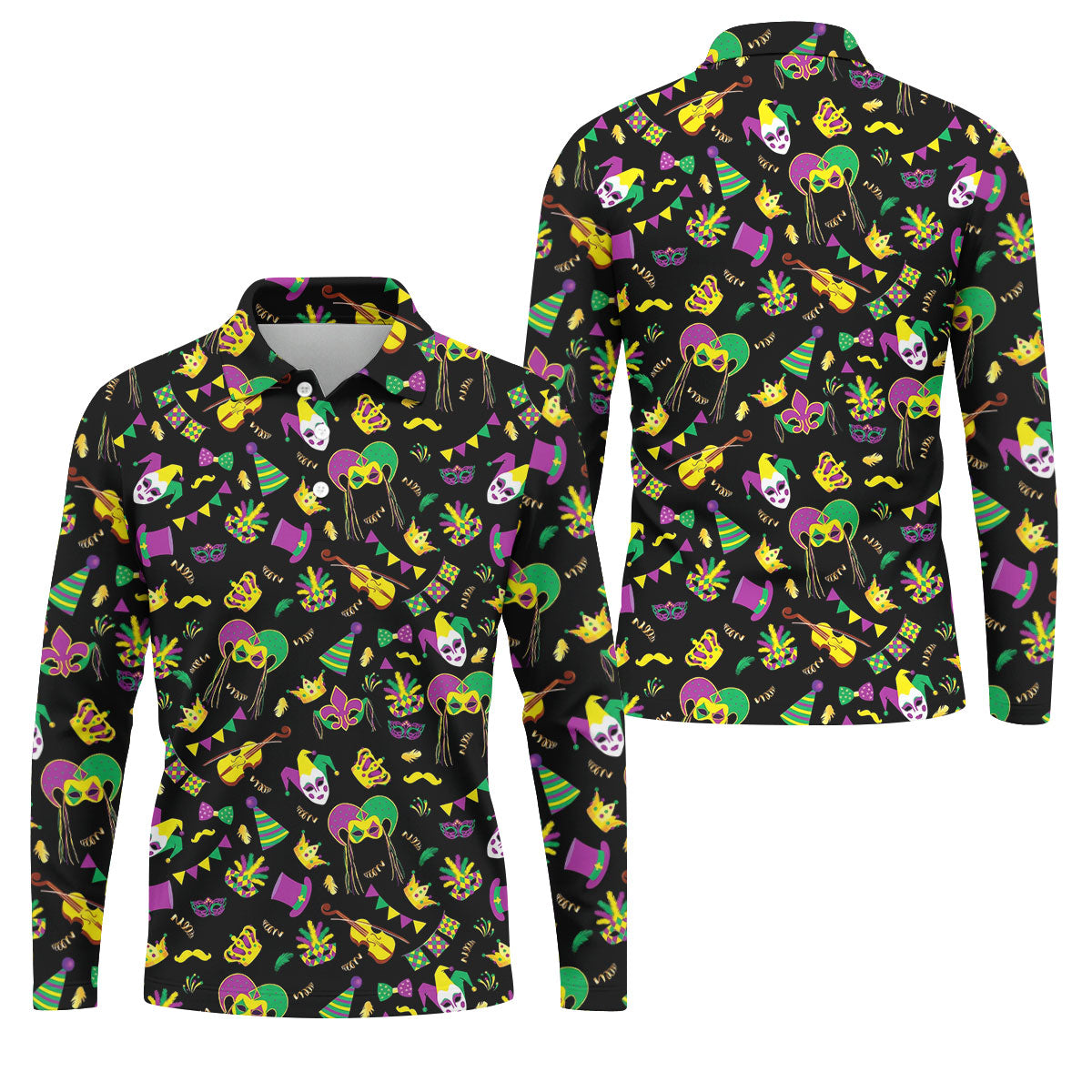 Festive Mask Purple Green Gold Mardi Gras Golf Shirt, Polo ShirtFor Men, Golf Shirts For Men