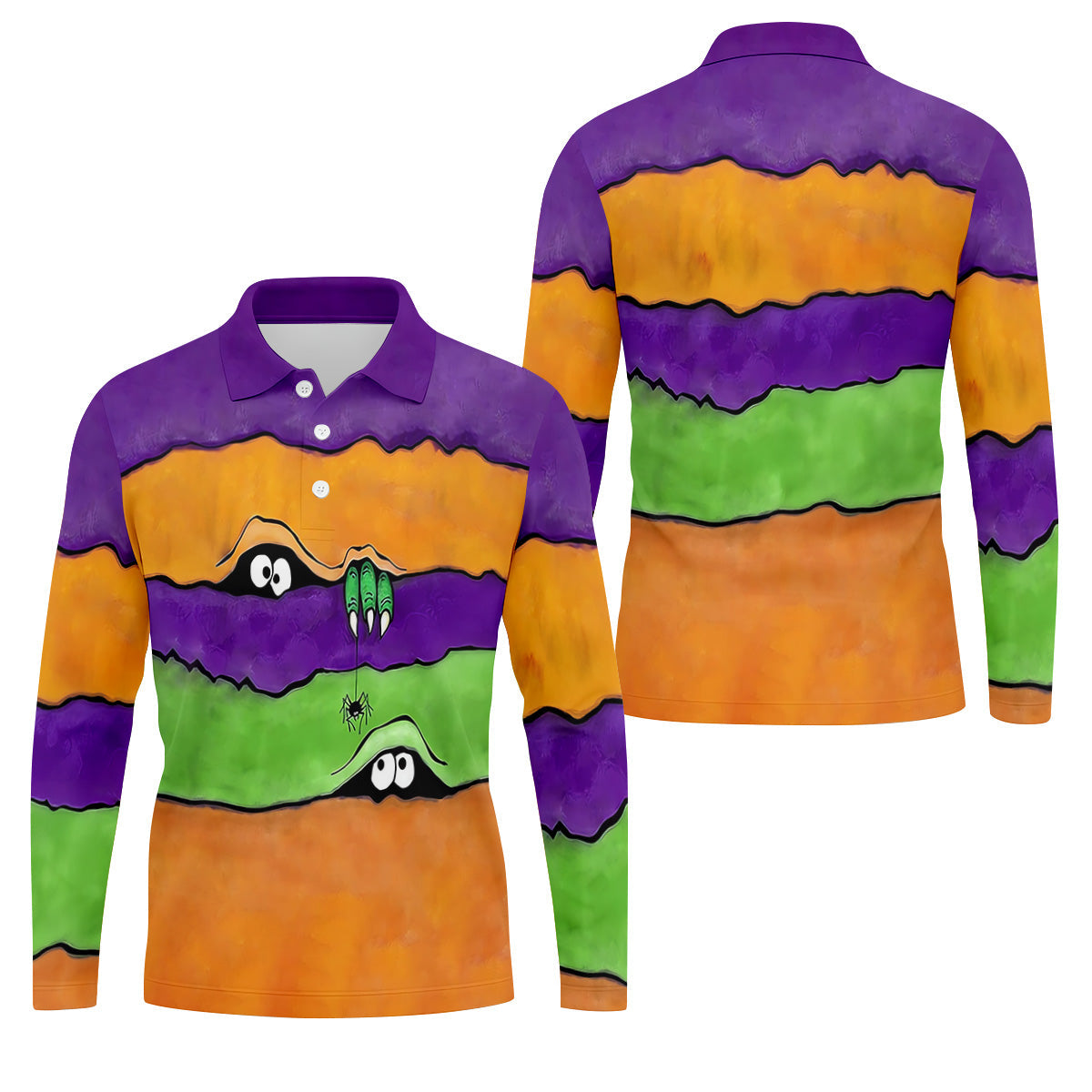 Funny Halloween Peeping Eyes Polo ShirtFor Men, Golf Tops For Men, Halloween Golf Shirt