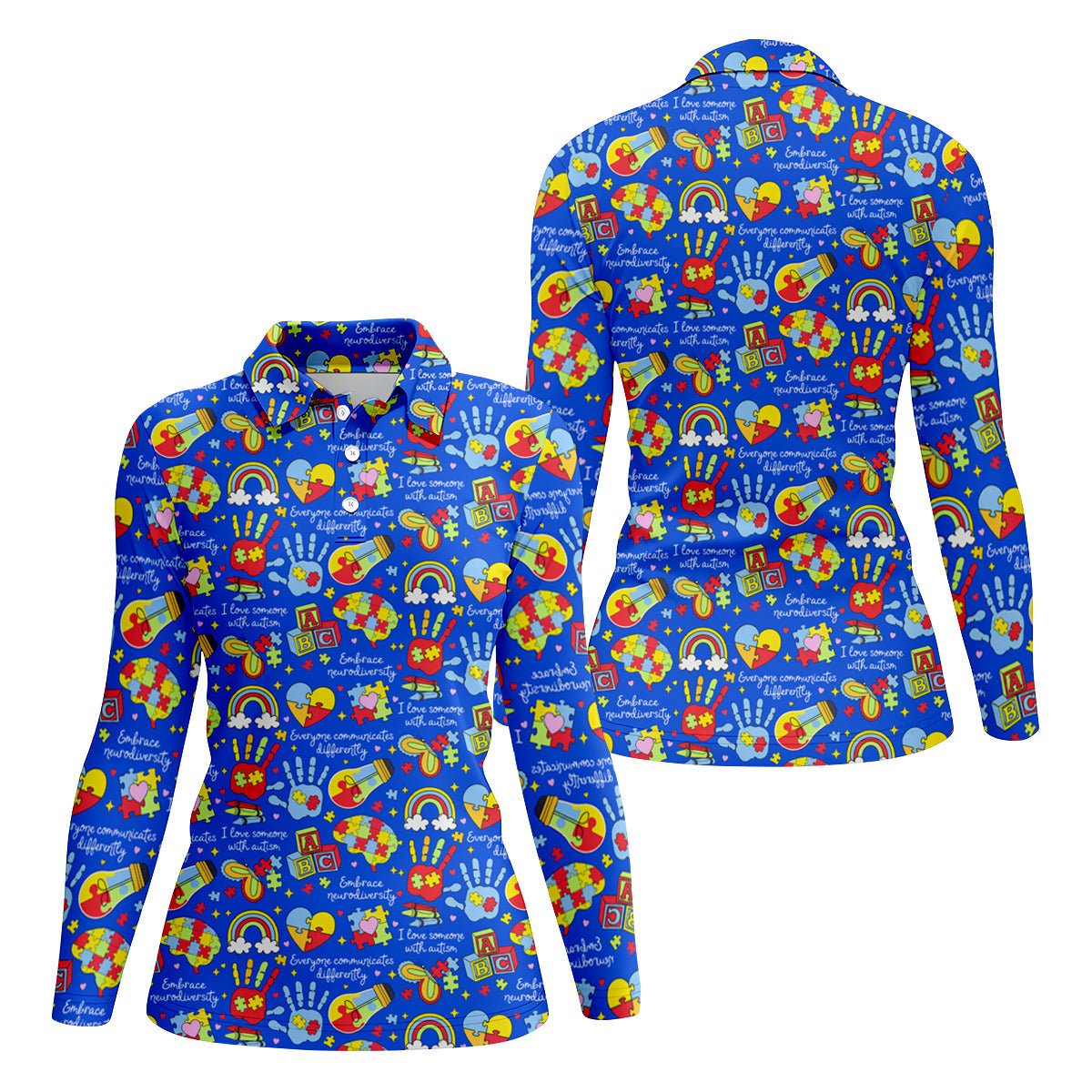 I Love Someone With Autism Blue Golf Shirt, Autism Awareness Color Ladies Golf Shirts, Ladies Golf Polos