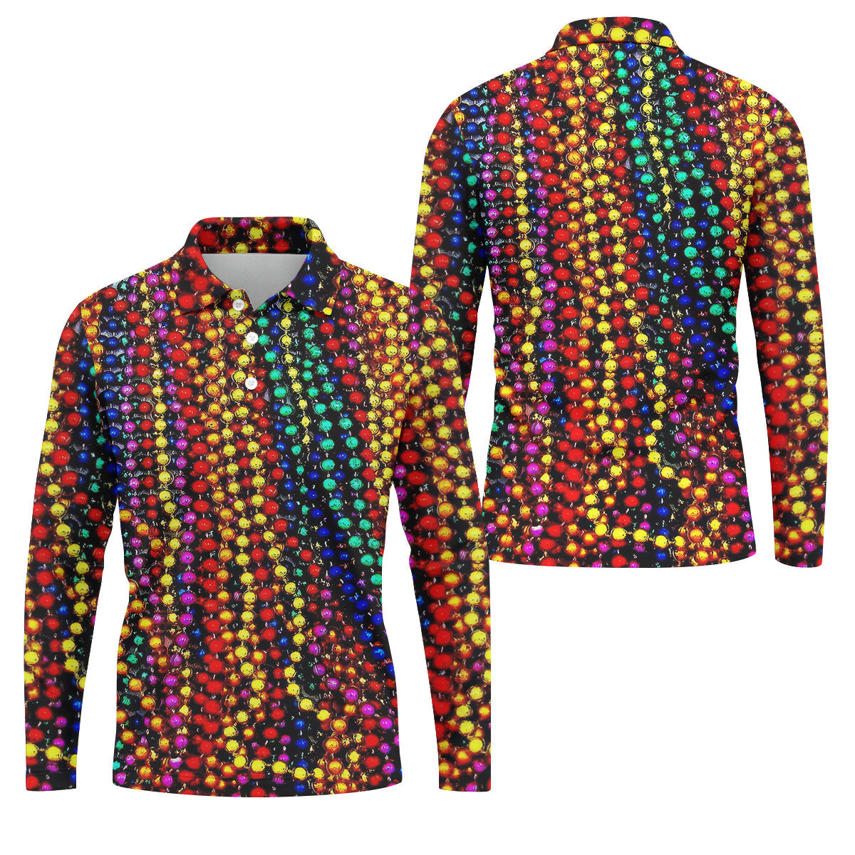 Colorful Beads Mardi Gras Golf Shirt, Golf Tops For Men, Polo ShirtFor Men, Golf Shirts For Men