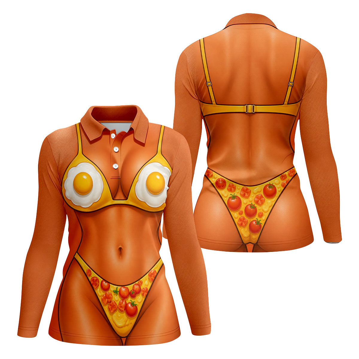 Funny Fried Egg Bikini Body Golf Shirt, Women’s Golf Polo, Ladies Golf Tops, Printed Golf Shirt