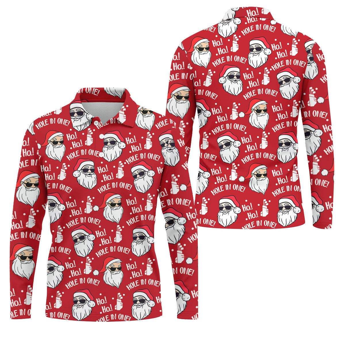 Ho Ho Hole In One Funny Santa Red Christmas Golf Tops For Men, Christmas Golf Shirt, Polo Shirtor Men