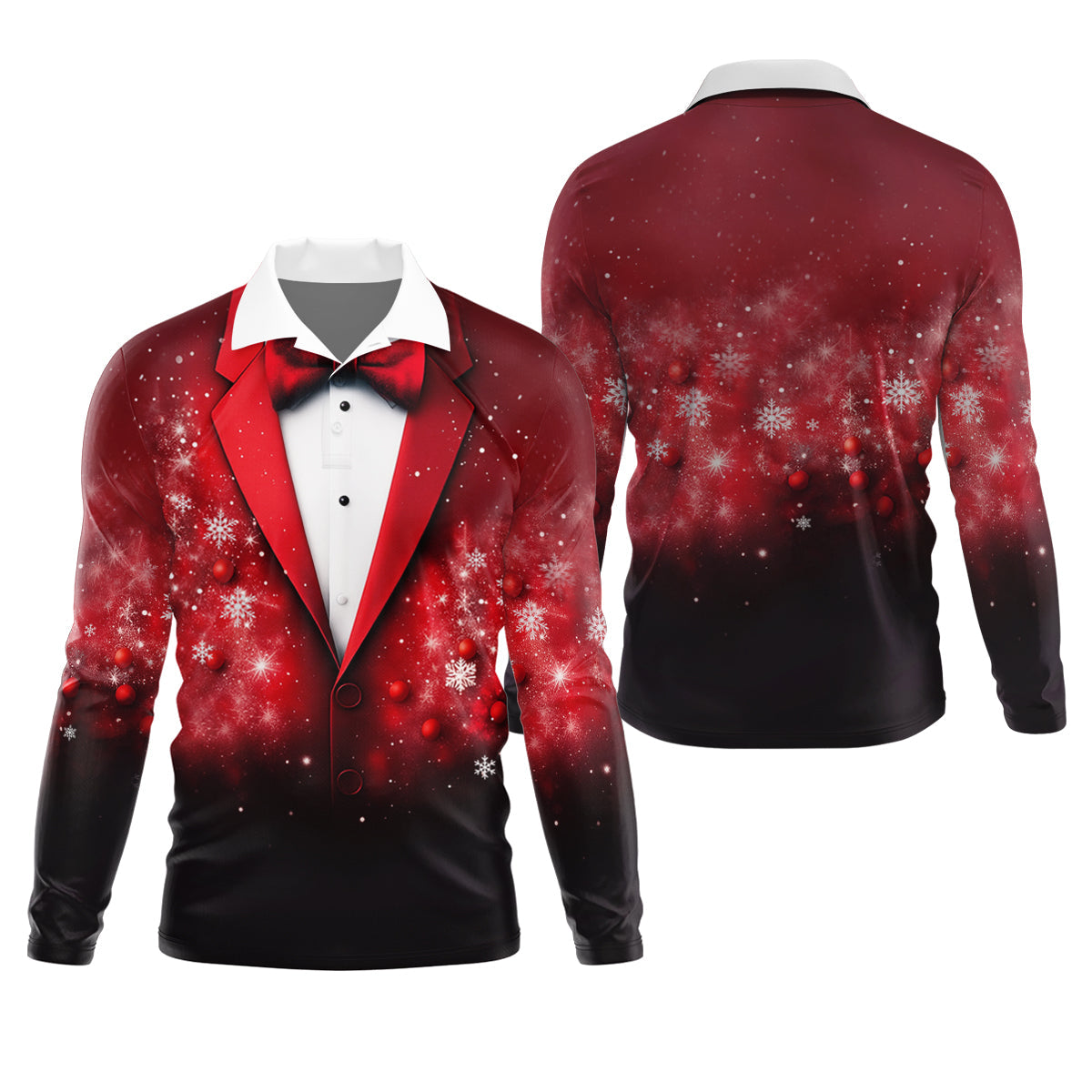 Black And Red Christmas Glitter Print Men's Golf Polo Shirtristmas Golf Shirt, Golf Gift For Men