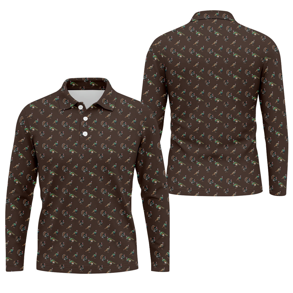 Turkey Hunting Seamless Pattern Funny Golf Shirts, Father's Day Golf Shirt, Golf Gift For Dad