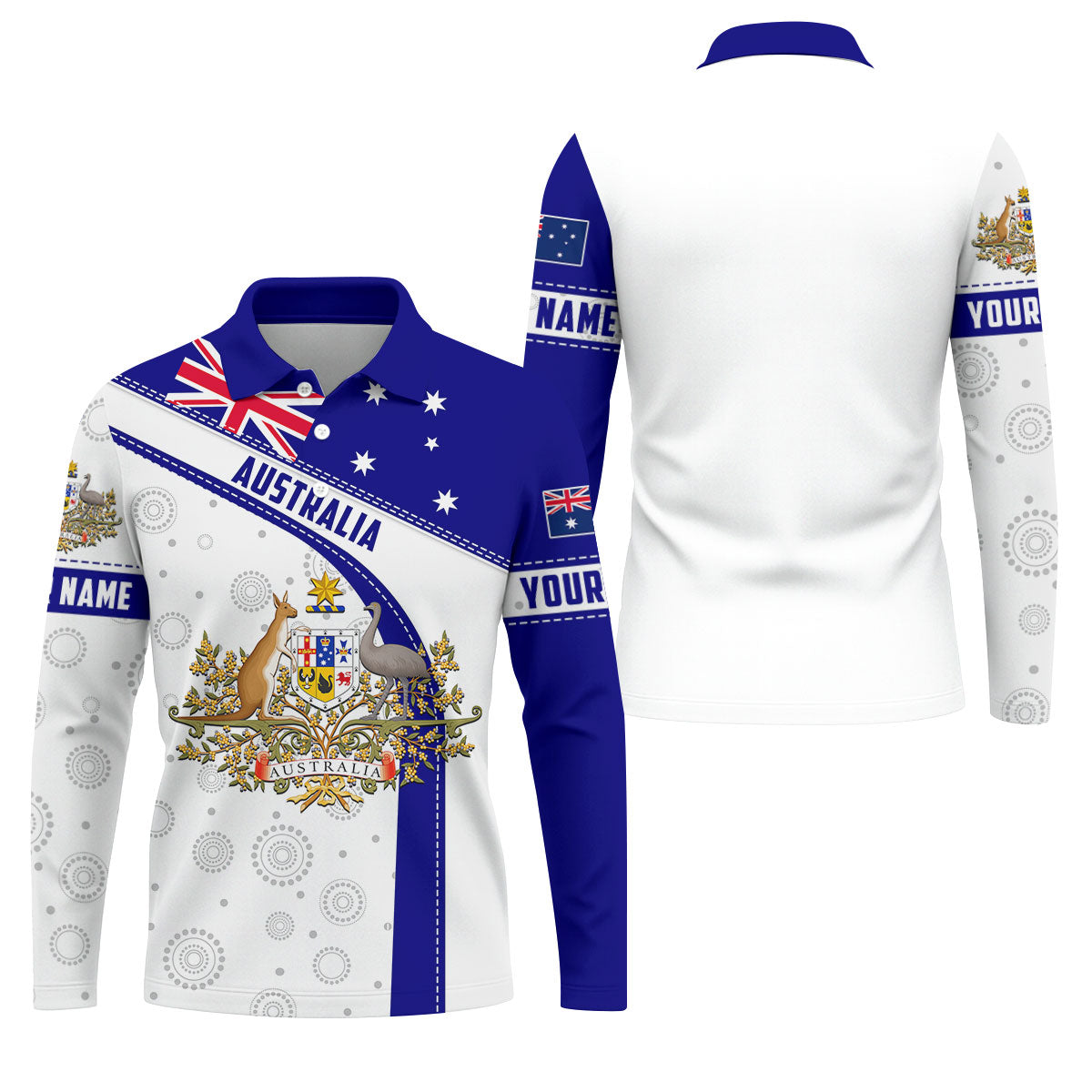 Australian Coat Of Arms Golf Tops For Men, Australia Flag Print Polo Shirt Men