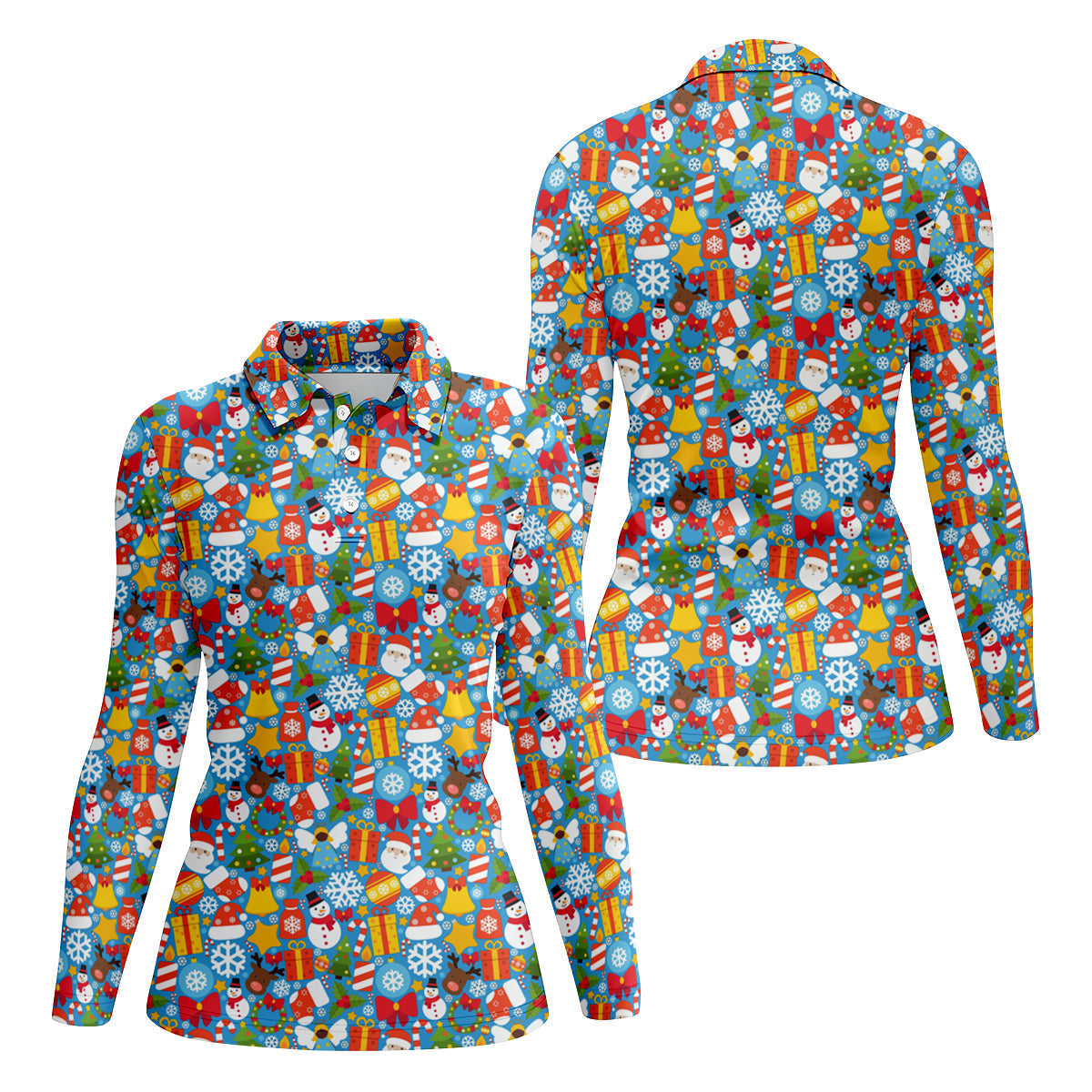 Festive Christmas Blue Golf Shirt, Christmas Golf Shirt, Ladies Golf Shirts, Golf Gifts For Women, Golfing Apparel