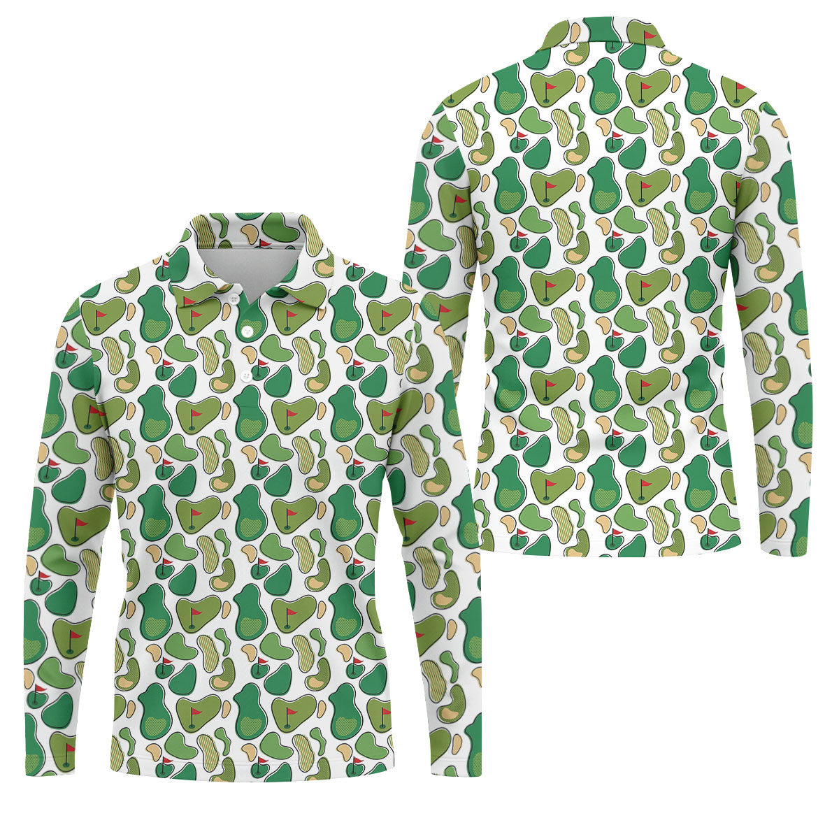 Mini Golf Course Seamless Pattern Men's Golf Polo Shirt Performance Golf Polos, Golf Shirts For Men