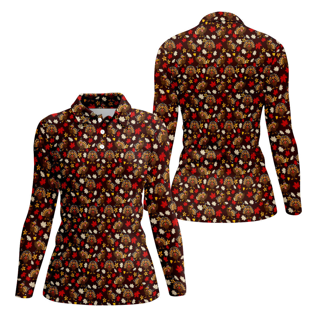 Funny Thanksgiving Turkey Golf Pose Women Golf Top, Ladies Golf Polos, Golf Gifts For Women