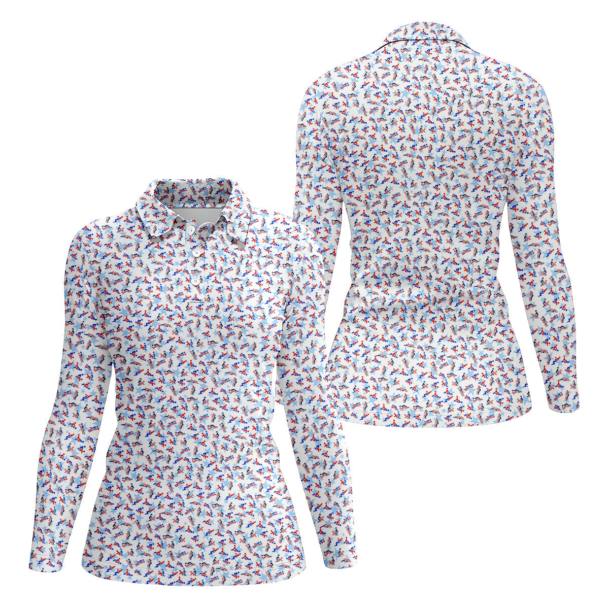 Funny Stick Figure Naughty Couple Red White Blue Ladies Golf Tops, 250th Anniversary Golf Shirt For Women