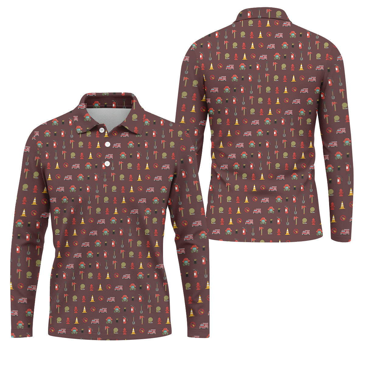 Fireman Patter Men's Funny Golf Shirts, Golf Tops For Men, Polo ShirtFor Men, Golf Shirts For Men