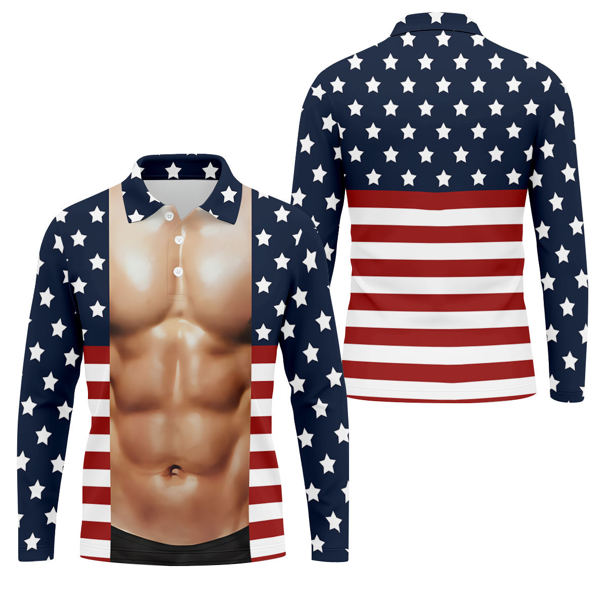 American Flag Pattern Men's Funny Golf Shirts, 250th Anniversary Performance Golf Shirt, Polo Shirt Men