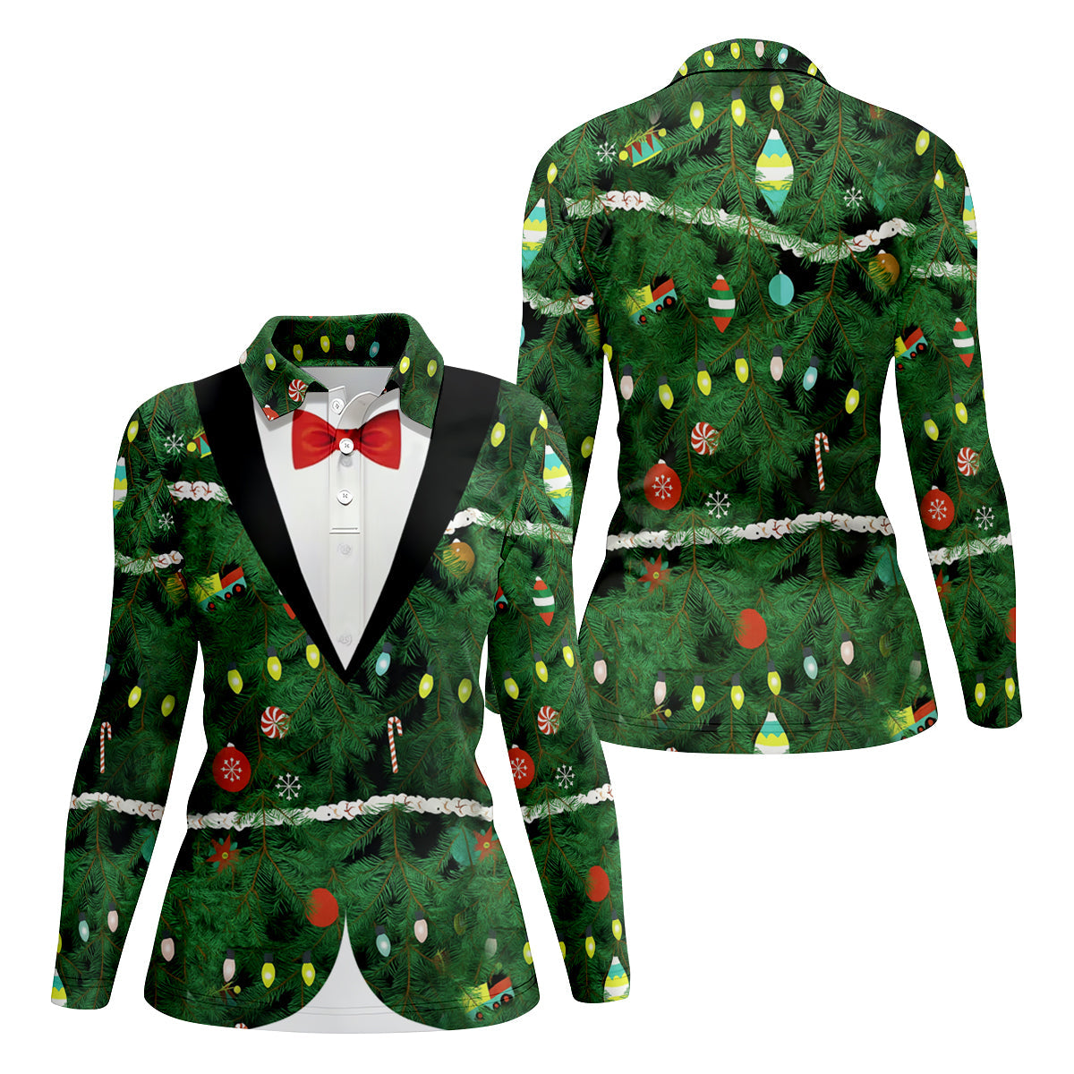 Christmas Tree Needles Green Festive Women Golf Top, Christmas Golf Shirt, Ladies Golf Tops