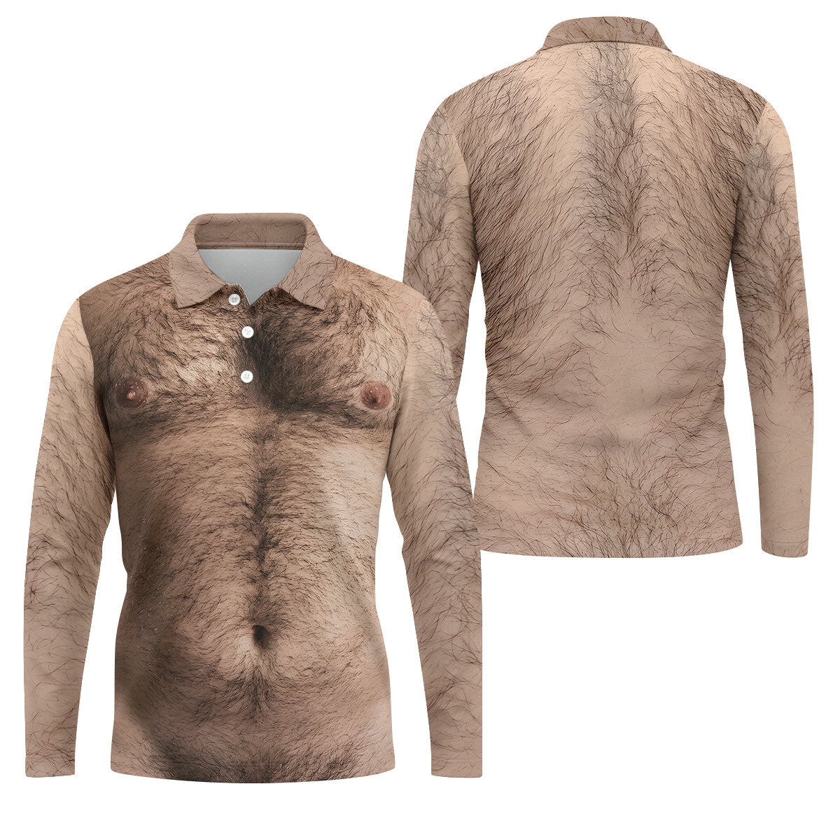 Funny Hairy Chest Golf Shirt, Men's Funny Golf Shirts, Beer Belly Gag Gift For Dad, Polo ShirtFor Men