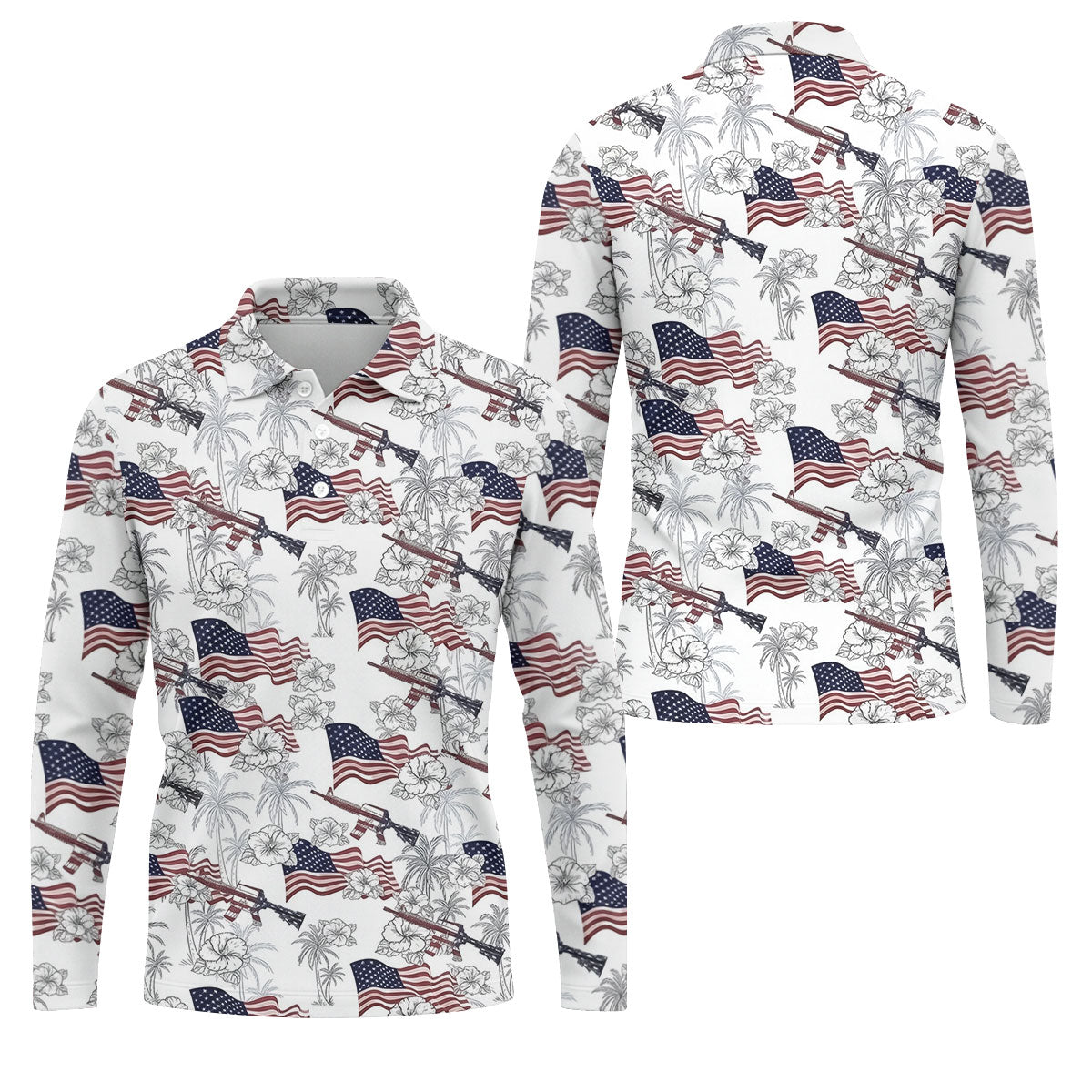 American Flag Pattern 4th Of July Tropical Vibe Patriotic Golf Shirt, 250th Anniversary Golf Shirts For Men
