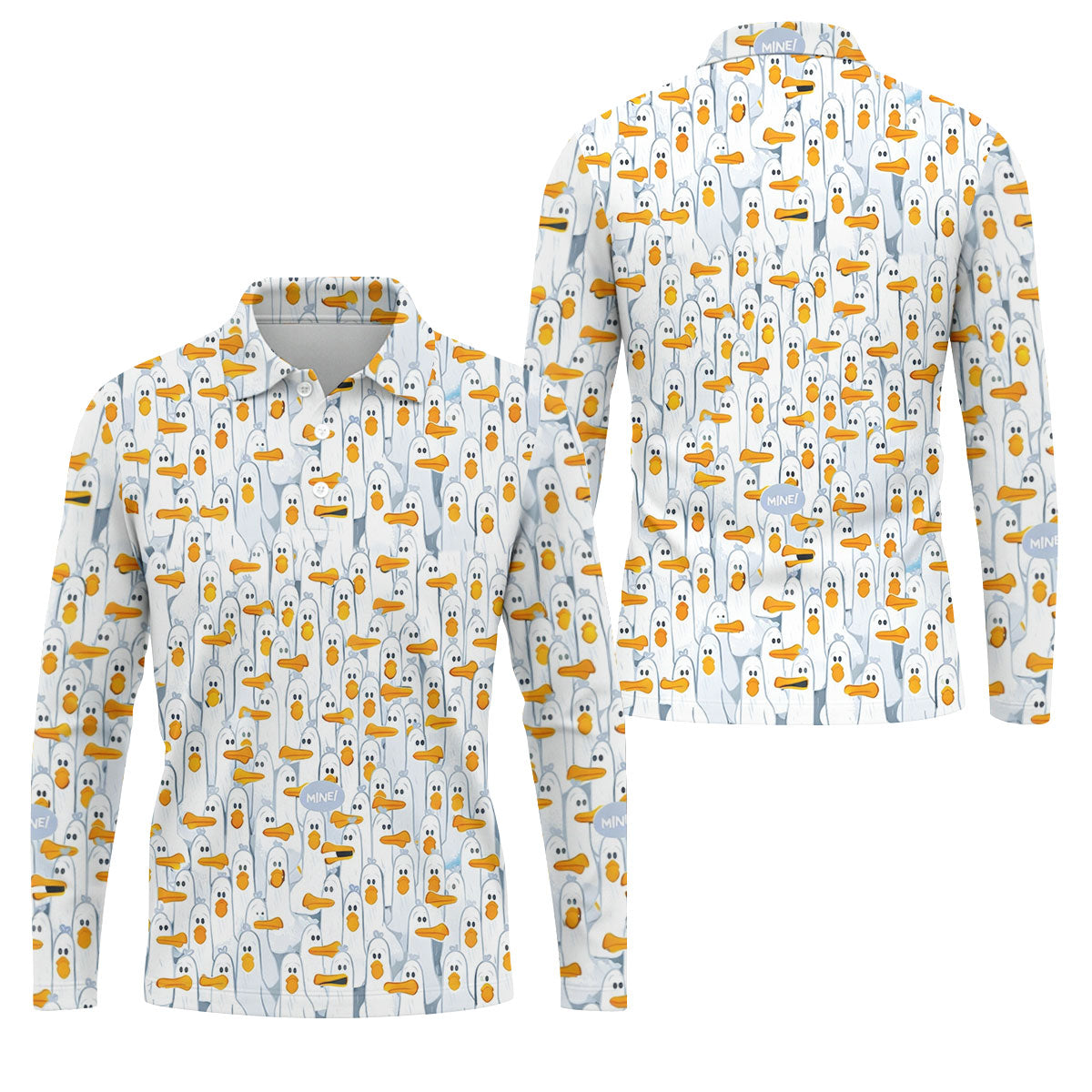 Mine Mine Mine Golf Shirt, Funny Seagull Beach Pattern, Golf Shirt For Men