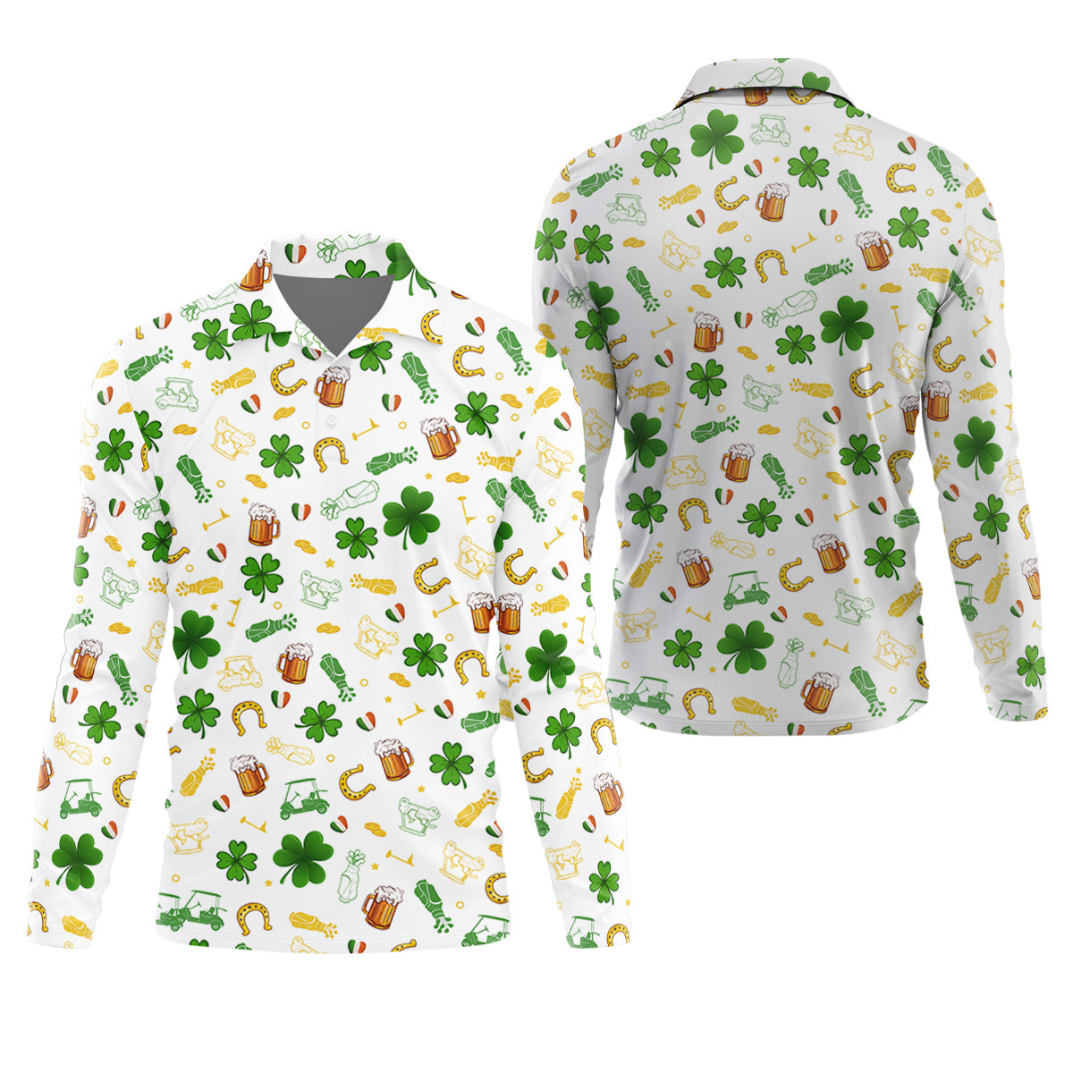 St Patrick's Day Beer Golden Horseshoes Shamrock Golf Shirt, Polo ShirtFor Men, Golf Shirts For Men