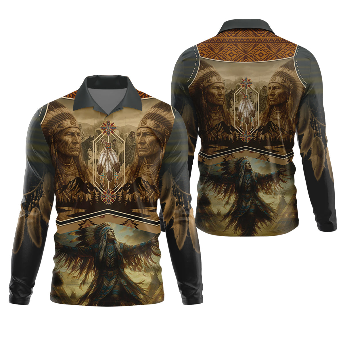 Spirit of the Ancestors Golf Tops For Men, Native American Ancestry Polo Shirtor Men, Indigenous Peoples Month