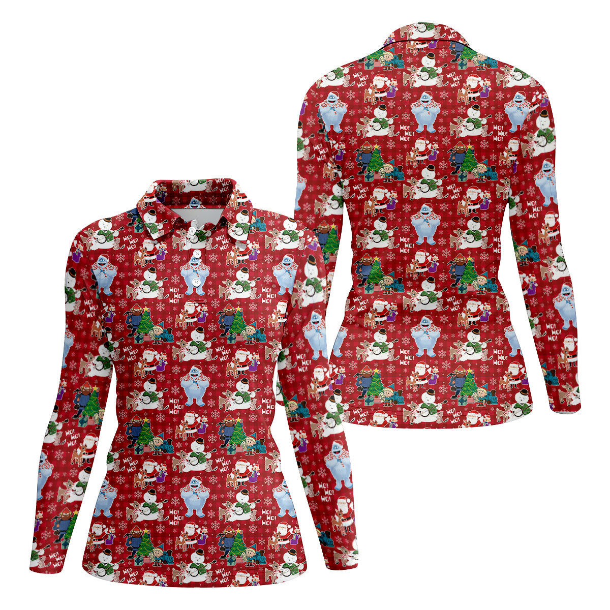 Ho Ho Ho Santa Yeti Women's Golf Tops, Christmas Golf Shirt, Ladies Golf Polos, Golf Gift For Ladies