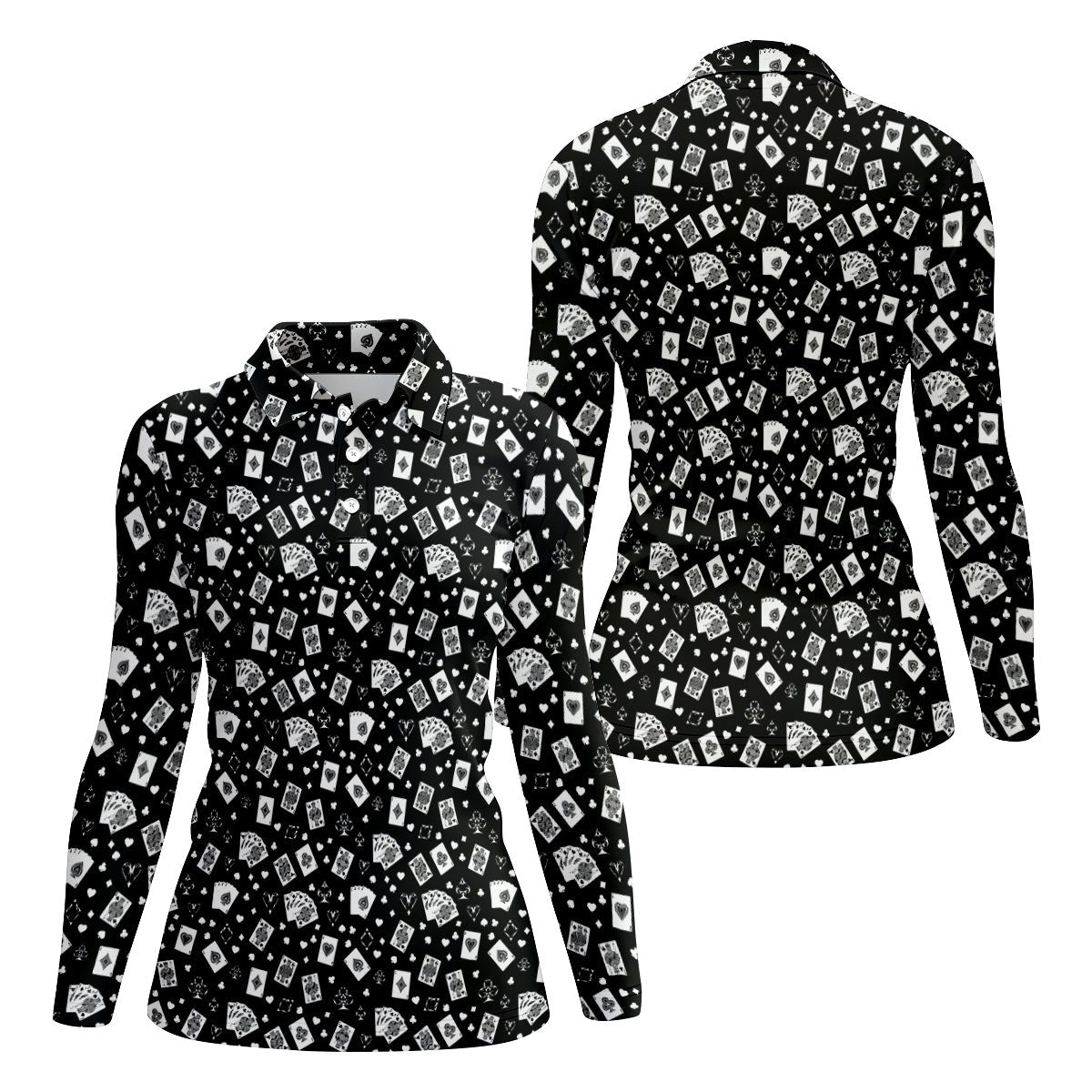 Casino Cards Black Golf Shirt, Golf Shirt For Women, Ladies Golf Shirts, Fun Women's Golf Shirts