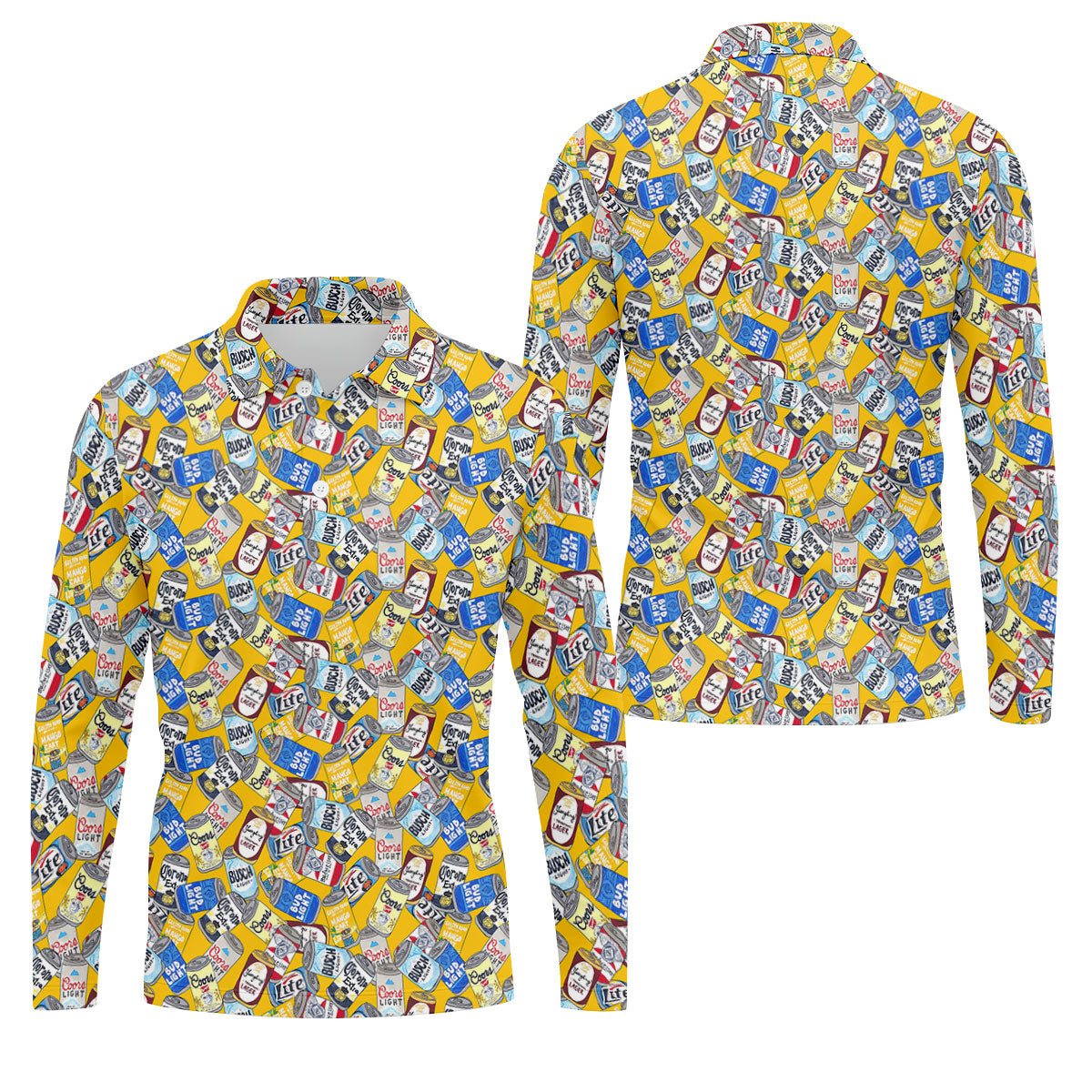 American Beer Cans Yellow Golf Shirt, Golf And Beer Polo ShirtFor Men, Golf Shirts For Men