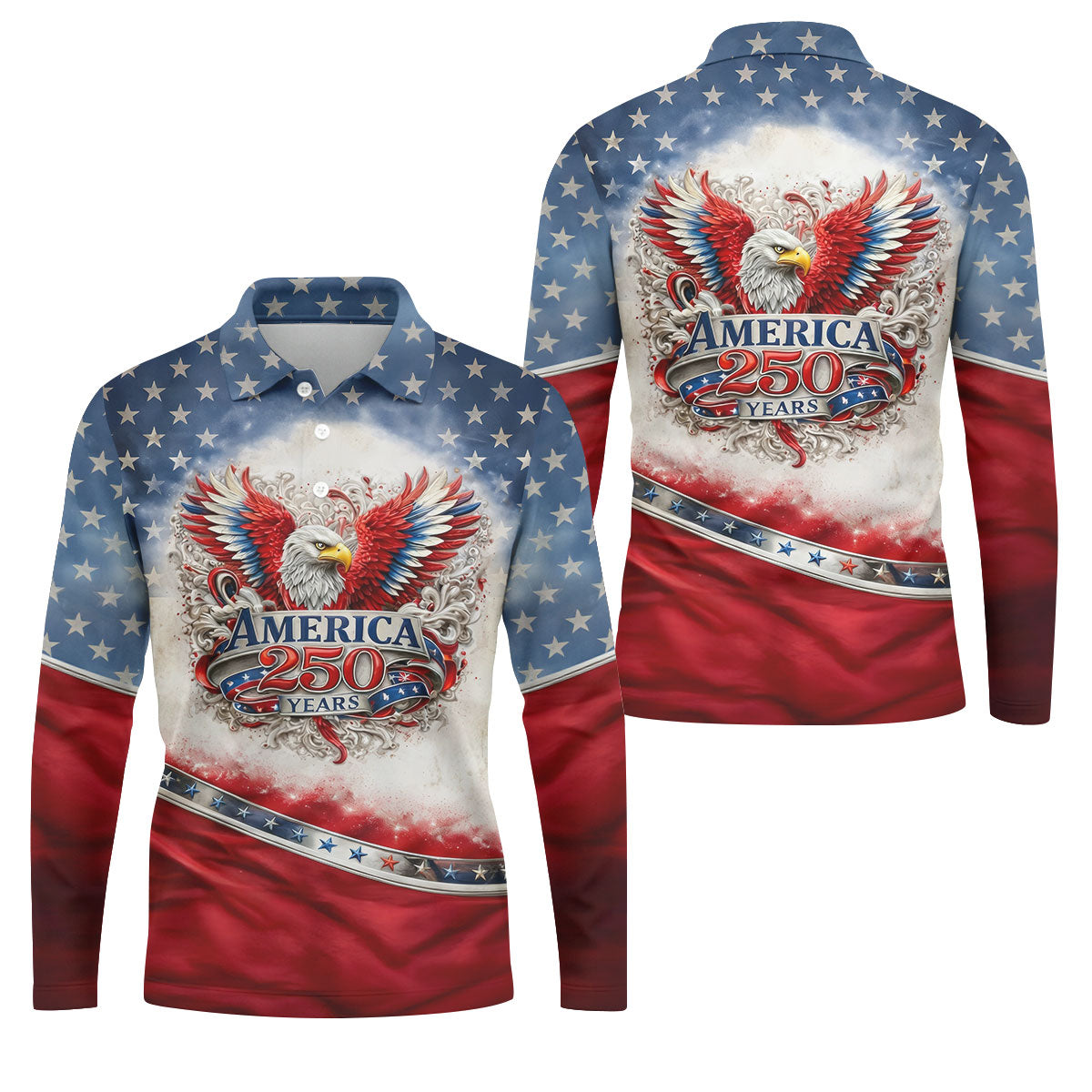 America 250 Years Red White Blue 4th Of July Golf Shirt, Patriotic Golf Shirt, Golf Shirts For Men