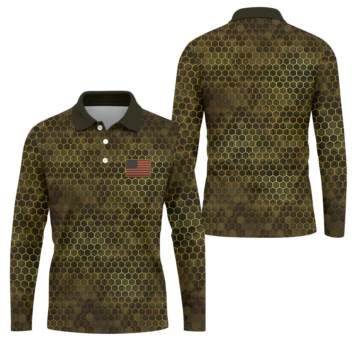 Hexagonal Camo Patriotic 4th Of July Golf Shirt, 250 Years Polo Shirtor Men