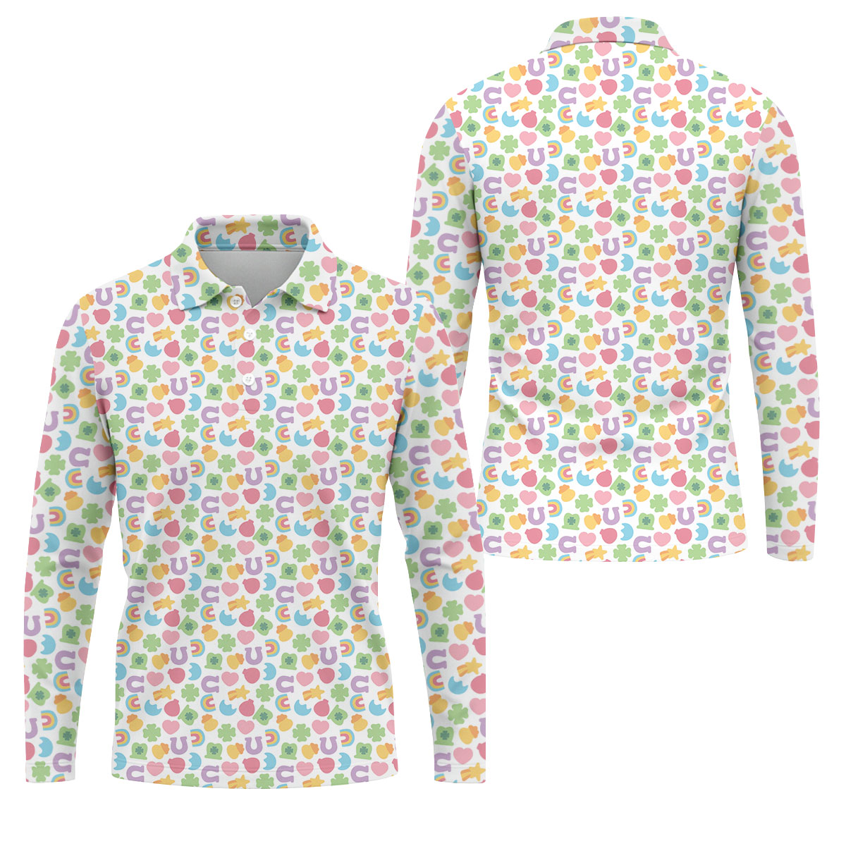St Patrick's Day Lucky Charms White Golf Shirt, Cute Golf Outfit, Polo Shirt Men, Golf Shirts For Men