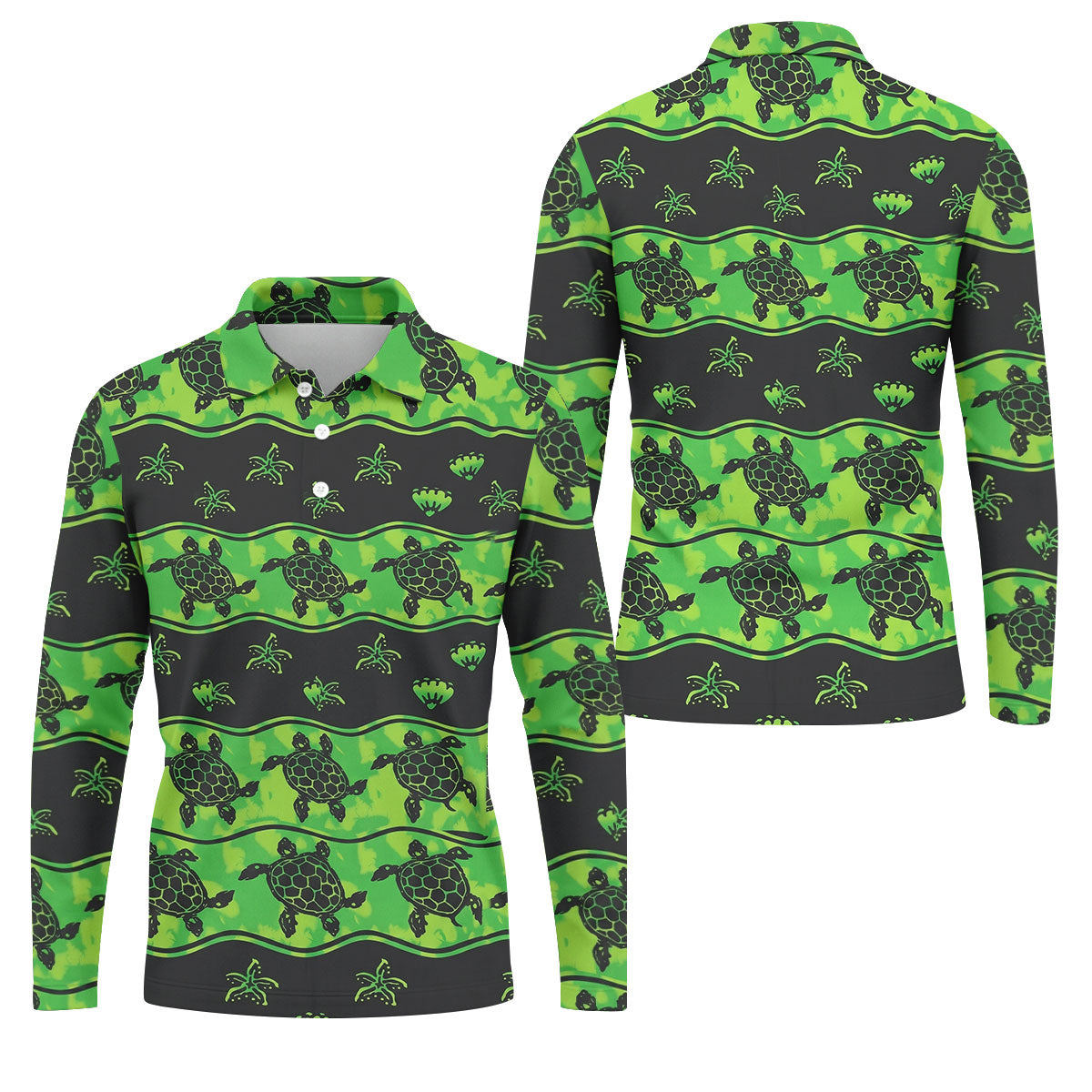 Sea Turtles Sea Creatures Pattern Hawaiian Golf Shirt, Polo Shirtor Men, Golfing Apparel