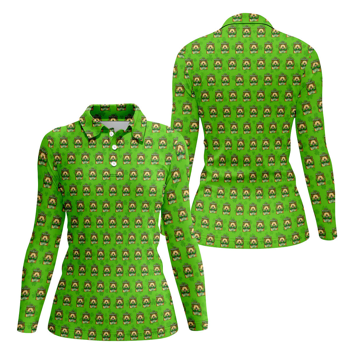 Green St Patrick's Day Funny Adult Shamrock Golf Shirt, Women's Golf Tops, Ladies Golf Polos