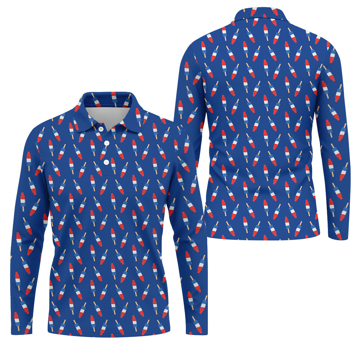 Red White Blue Patriotic Popsicles 4th Of July Golf Shirt, 250th Anniversary Golf Shirts For Men