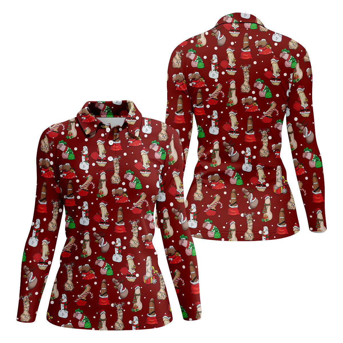 Naughty Santa Hat Christmas Polo Shirt Unique Gift For Golfer, Ladies Golf Shirts, Golf Gifts For Women