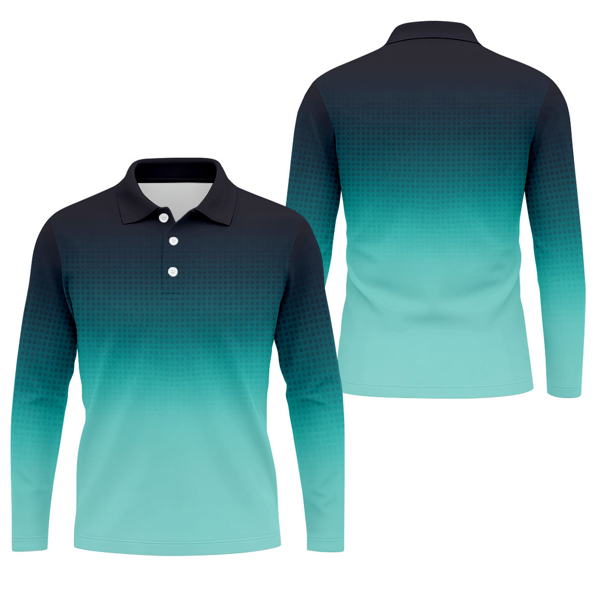 Turquoise Gradient Hawaiian Golf Shirt, Golf Tops For Men, Polo Shirtor Men