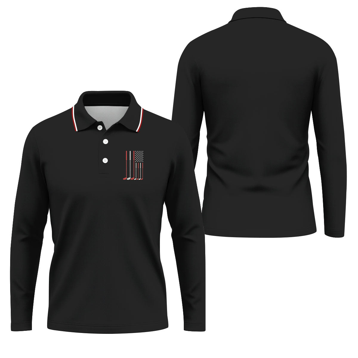 Golf Clubs America Flag Logo 250th Anniversary Black Golf Shirt, Patriotic Golf Shirt, Golf Shirts For Men