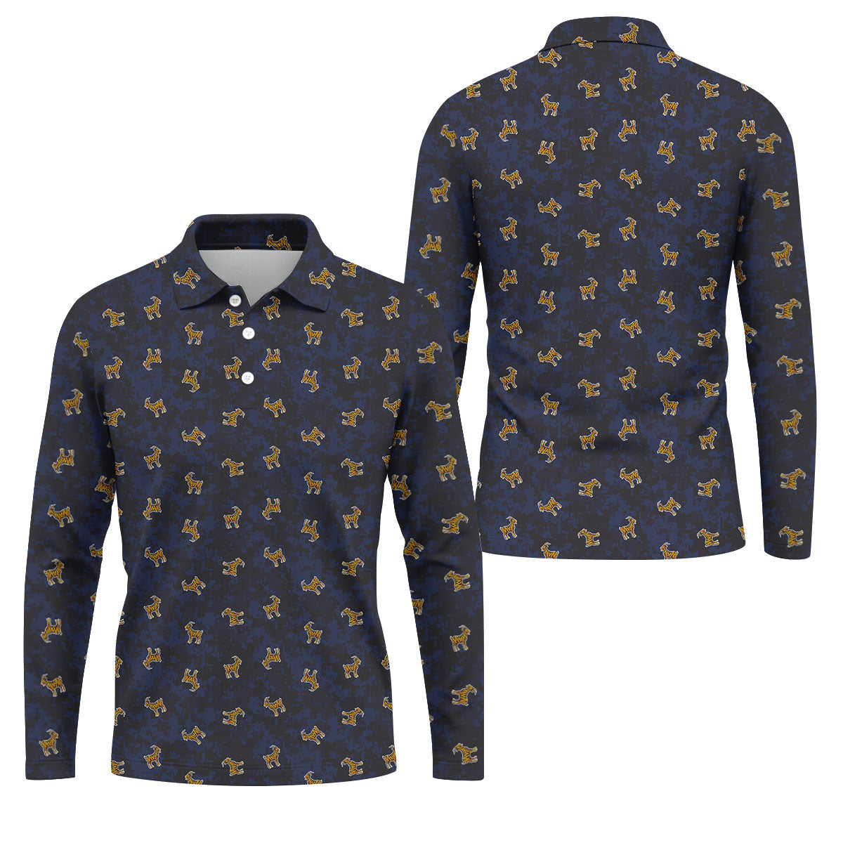 Tiger Goat Digital Camouflage Funny Golf Shirt, Polo Shirtor Men, Golf Shirts For Men