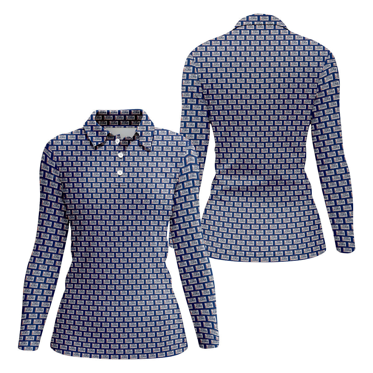 Blue New York Assman Pattern Polo Shirt, Golf Tops For Women, Hawaiian Golf Shirt, Women’s Golf Polo